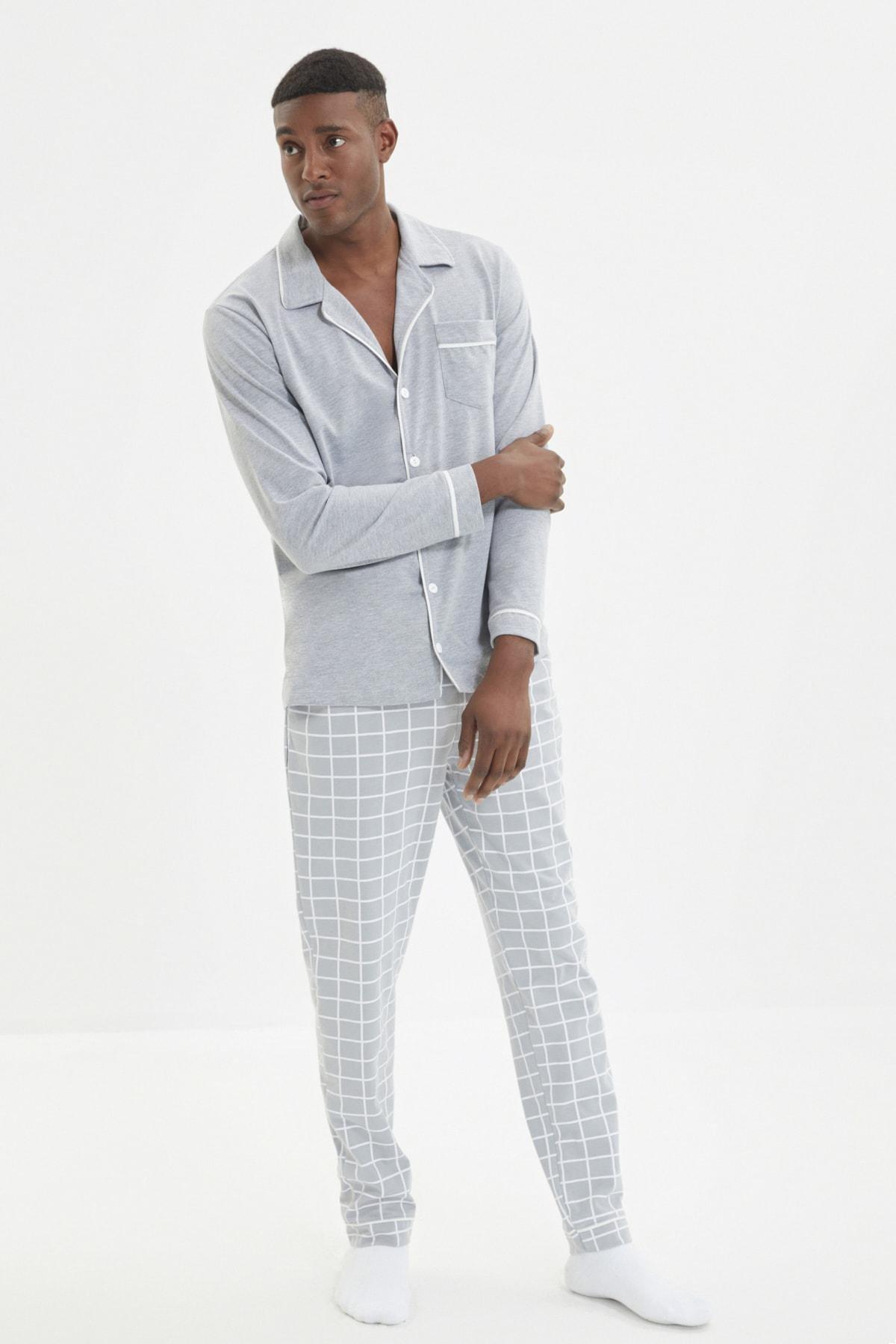 Gray Plaid Pajama Set, , large image number 0