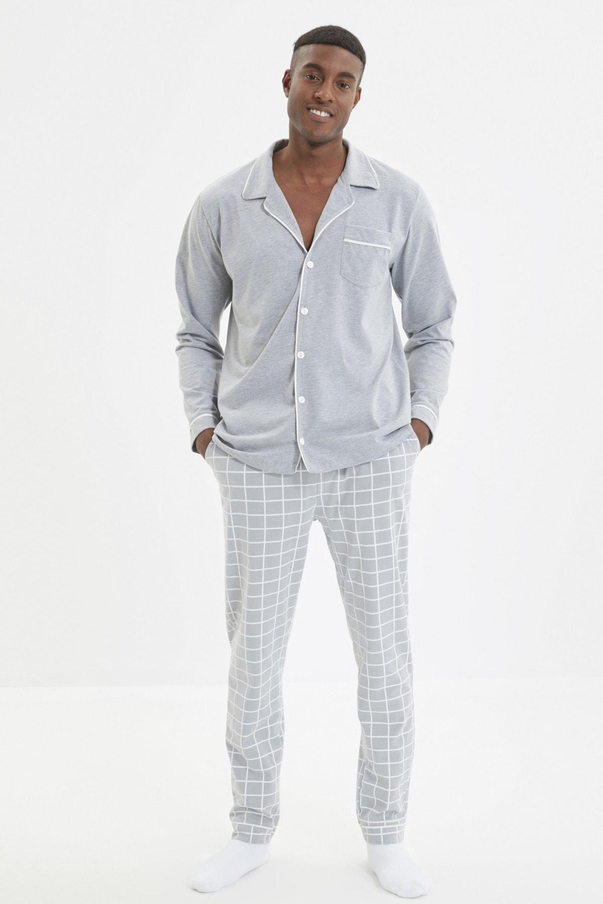 Gray Plaid Pajama Set, , large image number 1