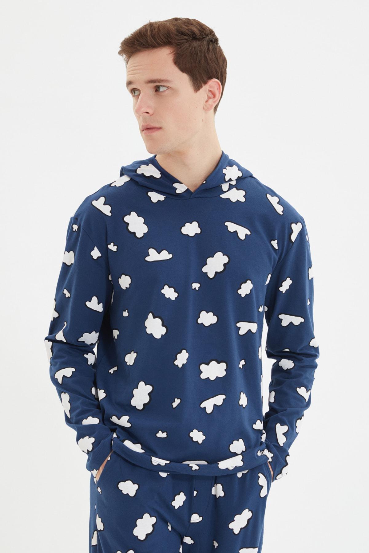 Navy Graphic Pajama Set, , large image number 1