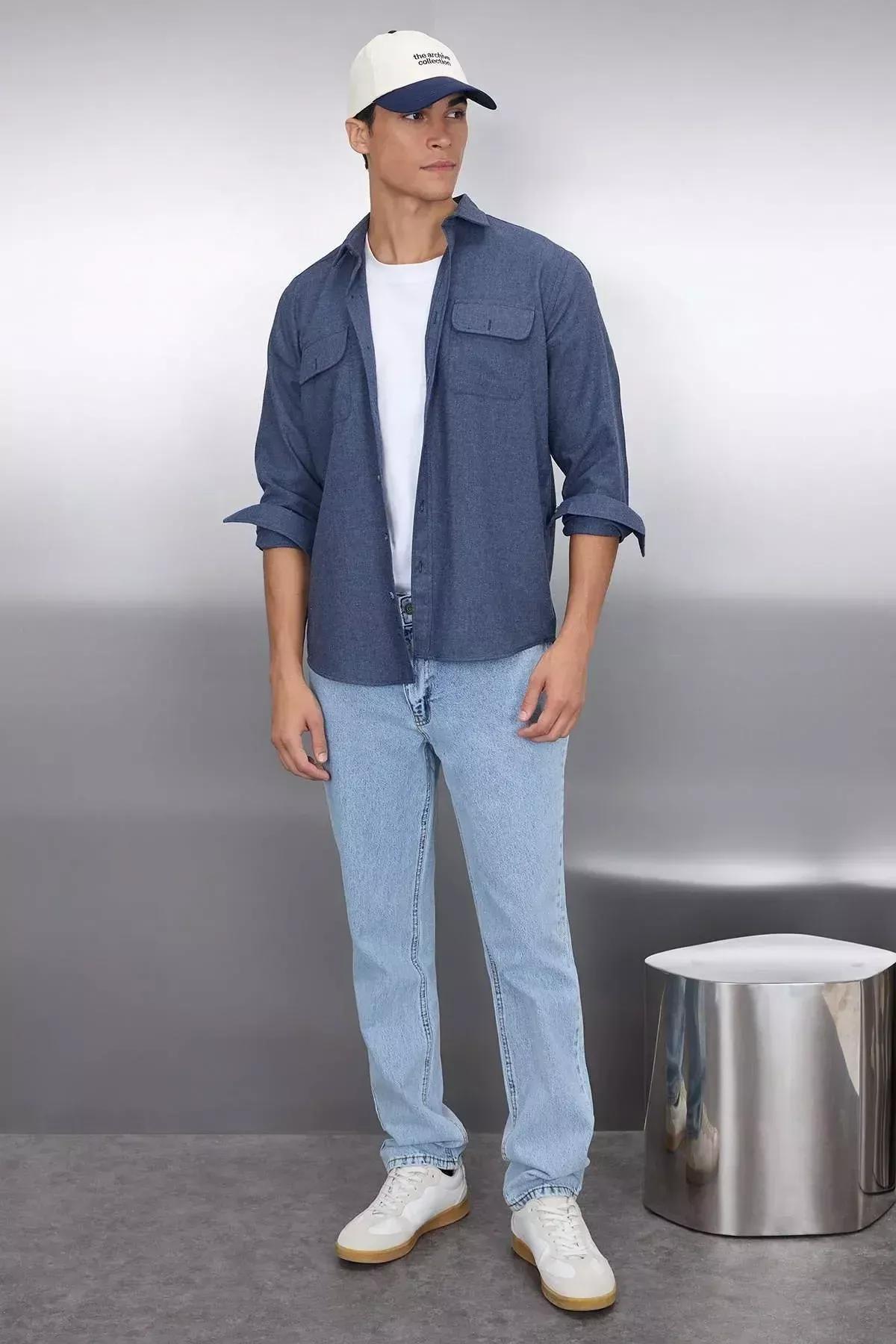 Navy Regular Shirt, Dark blue, medium