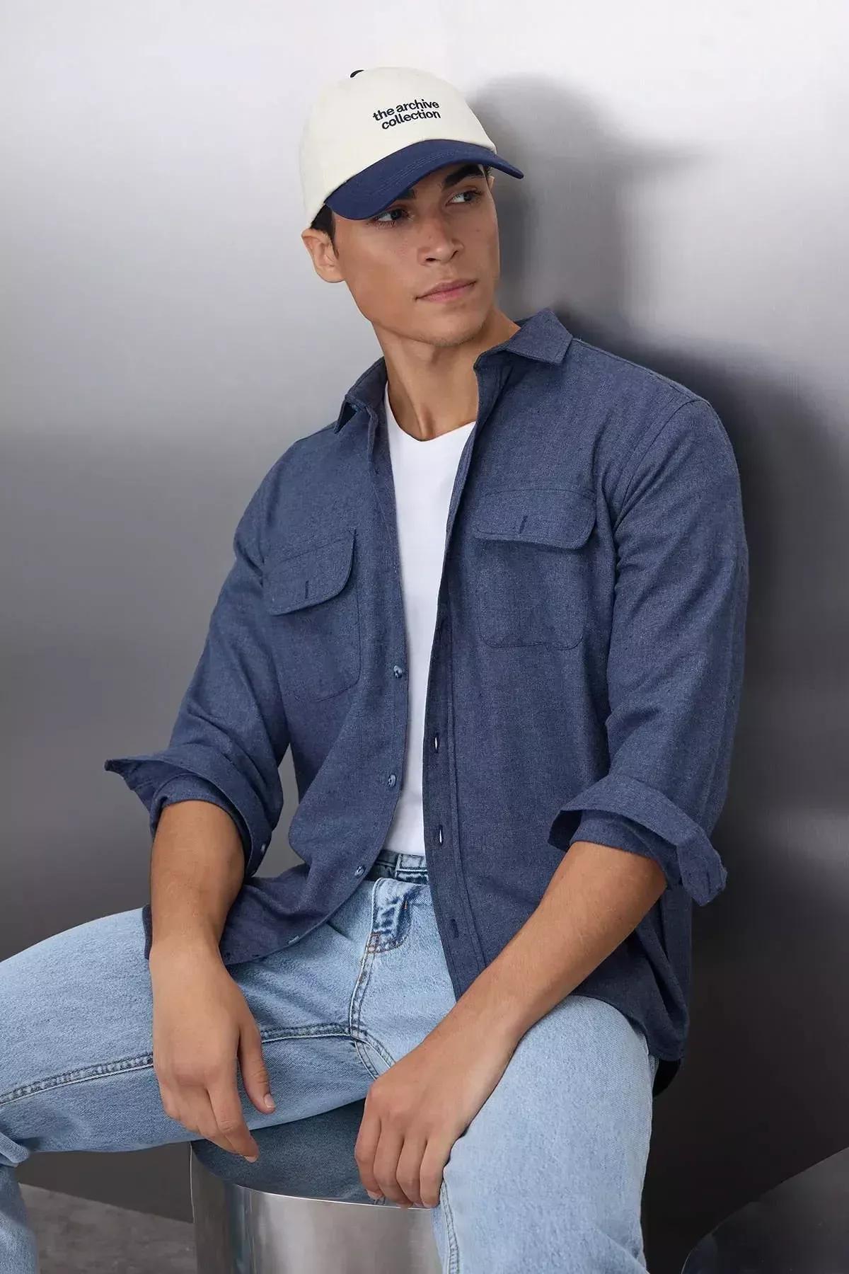 Navy Regular Shirt, Dark blue, medium