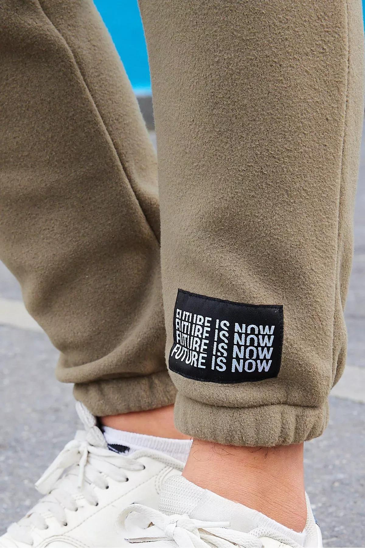 Green Rubber Leg Warm Sweatpants, Khaki, large image number 4