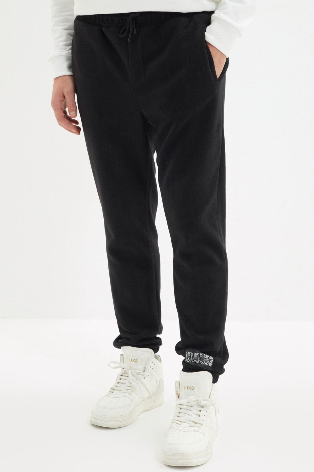 Black Joggers Mid Waist Sweatpants, , large image number 0