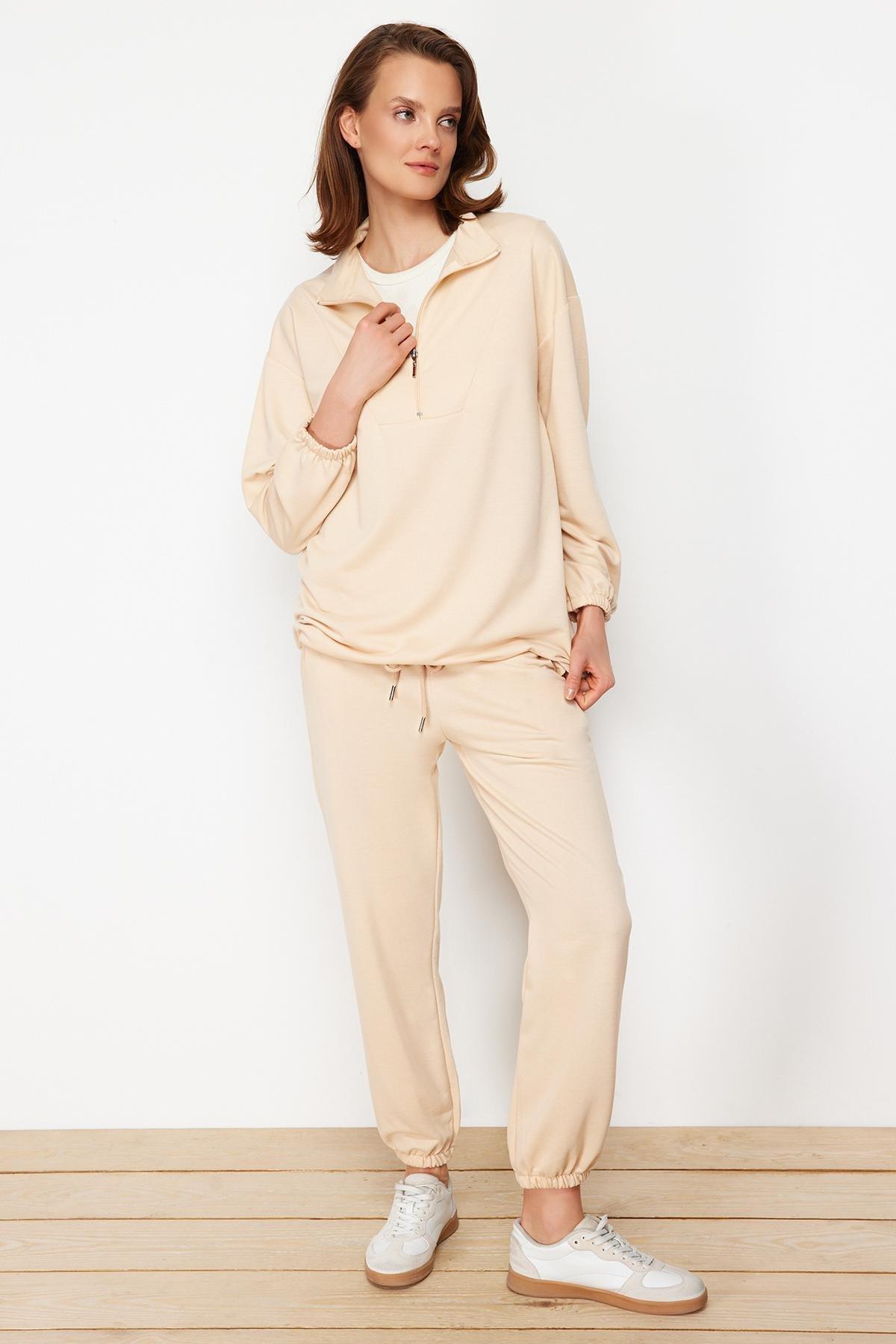 Beige Relaxed Sweatsuit Set, Beige, large image number 2