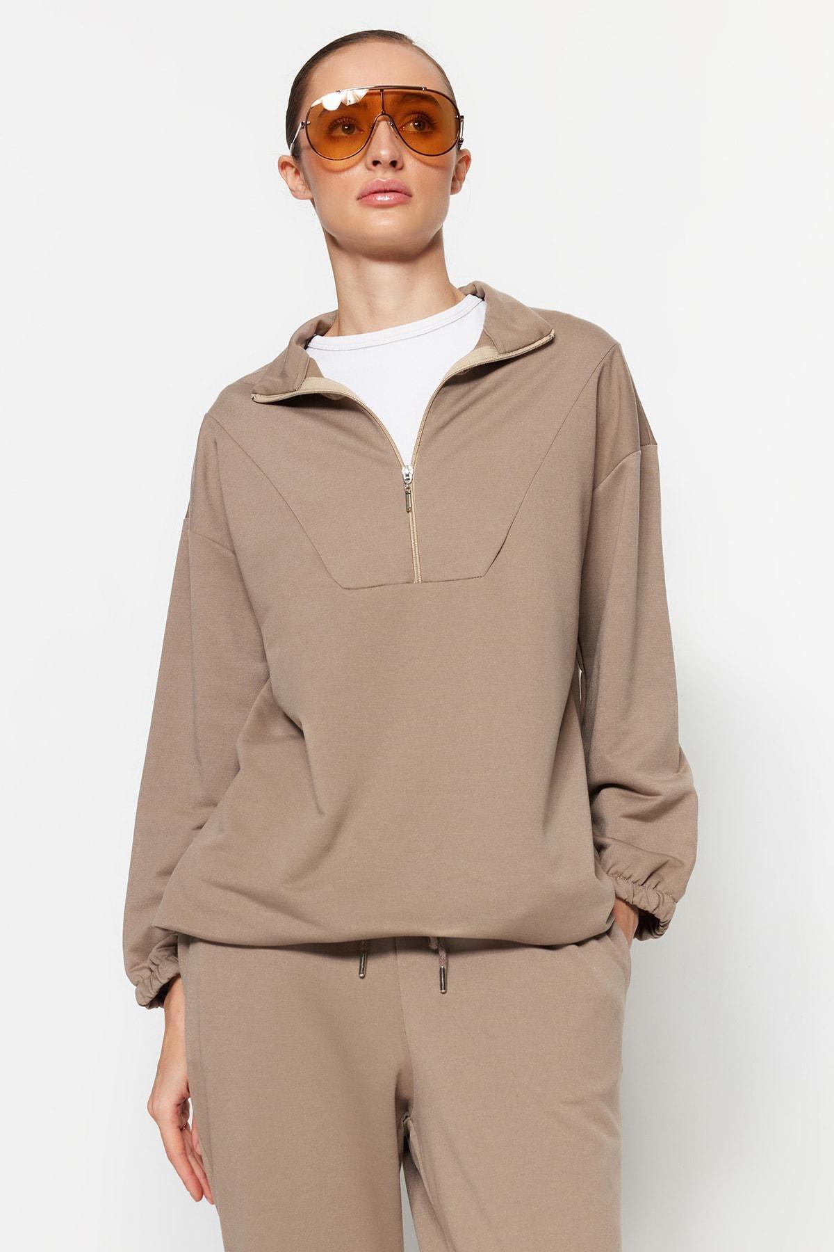 Brown Relaxed Sweatsuit Set, , large image number 1