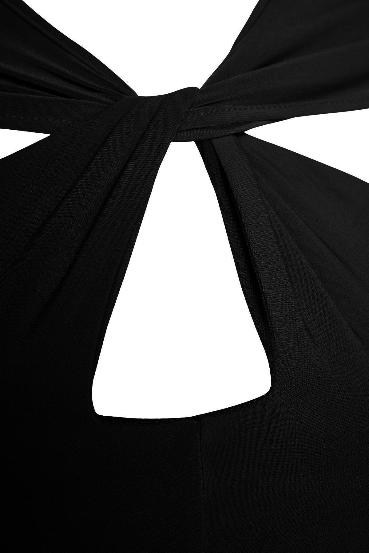 Black Cut Out And Shirring Detail Fitted Body, BLACK, large image number 5