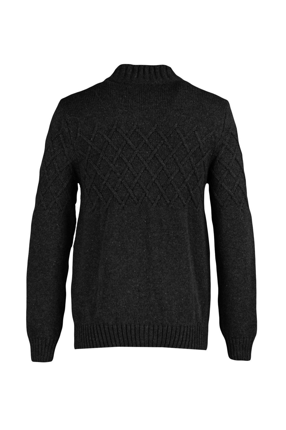 Grey Diamond Pattern High Neck Cardigan, , large image number 6