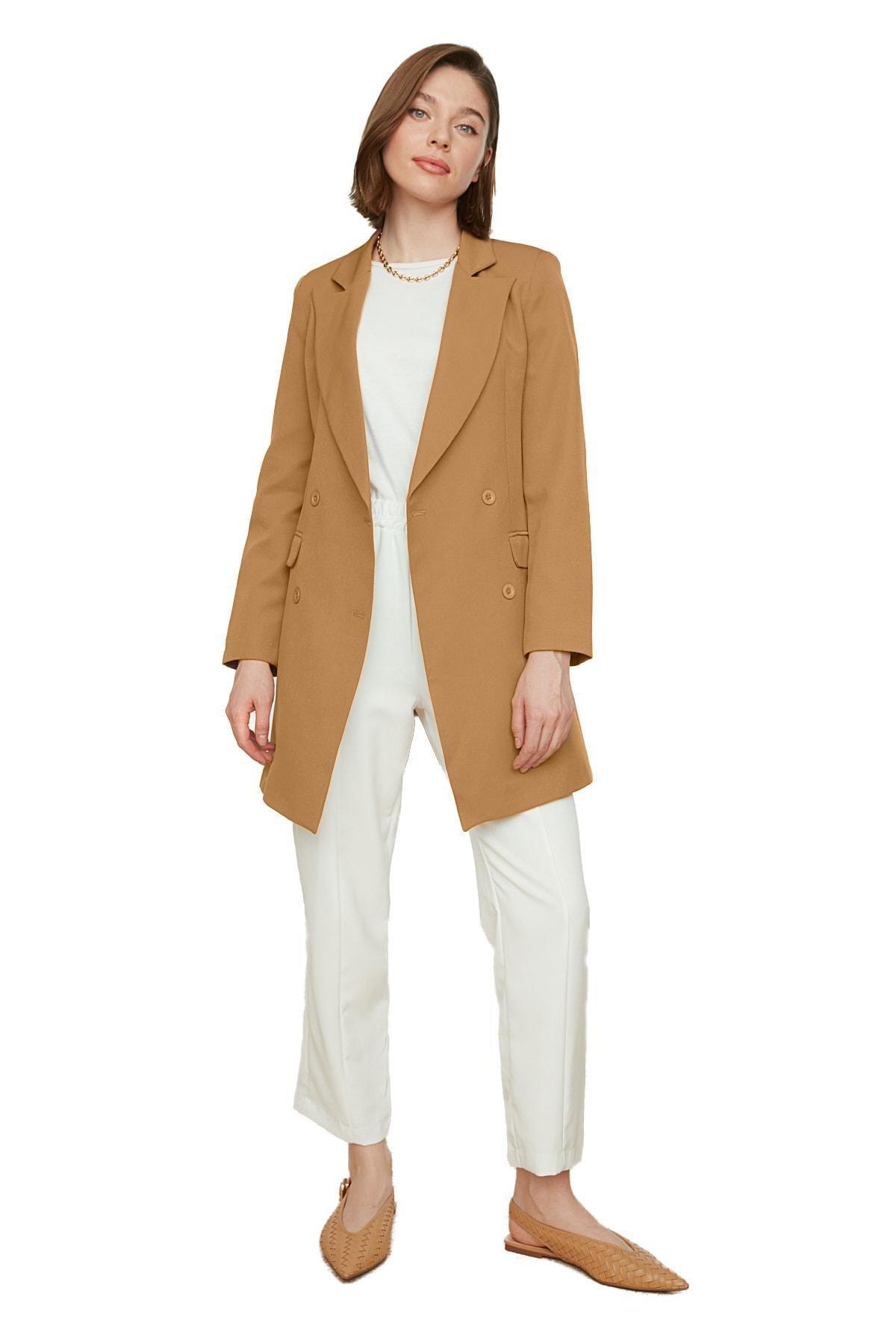 Brown Double-Breasted Jacket, Brown, large image number 1