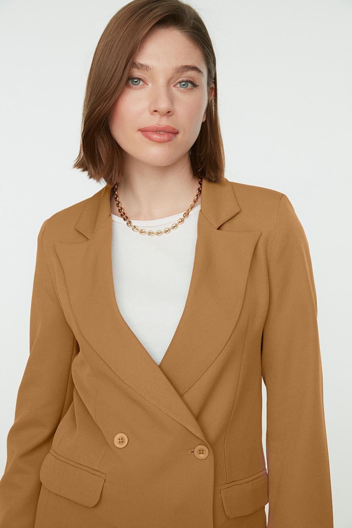 Brown Double-Breasted Jacket, Brown, large image number 2