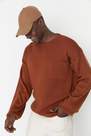 Trendyol - Brown Oversize Crew Neck Sweater