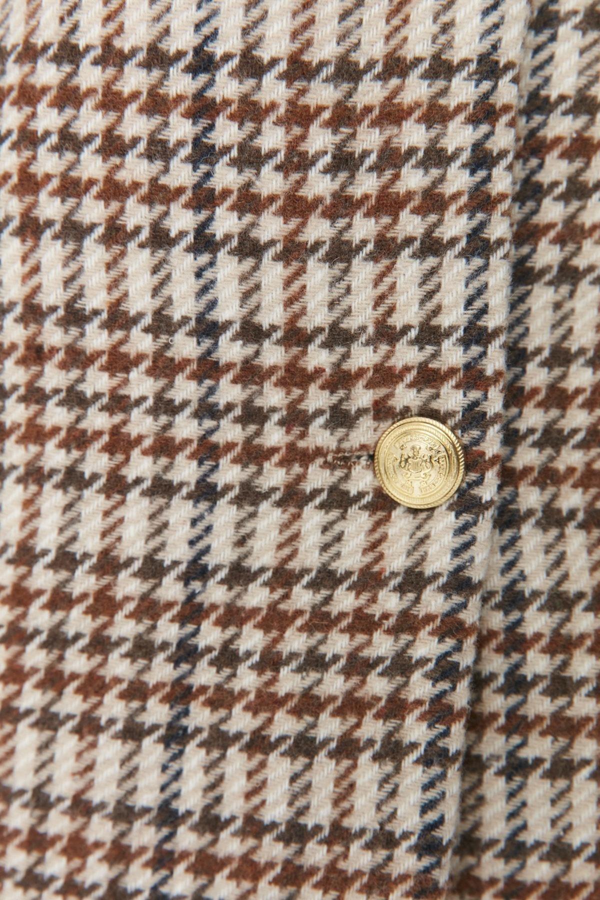 Beige Oversize Plaid Lapel Collar Blazer, , large image number 3