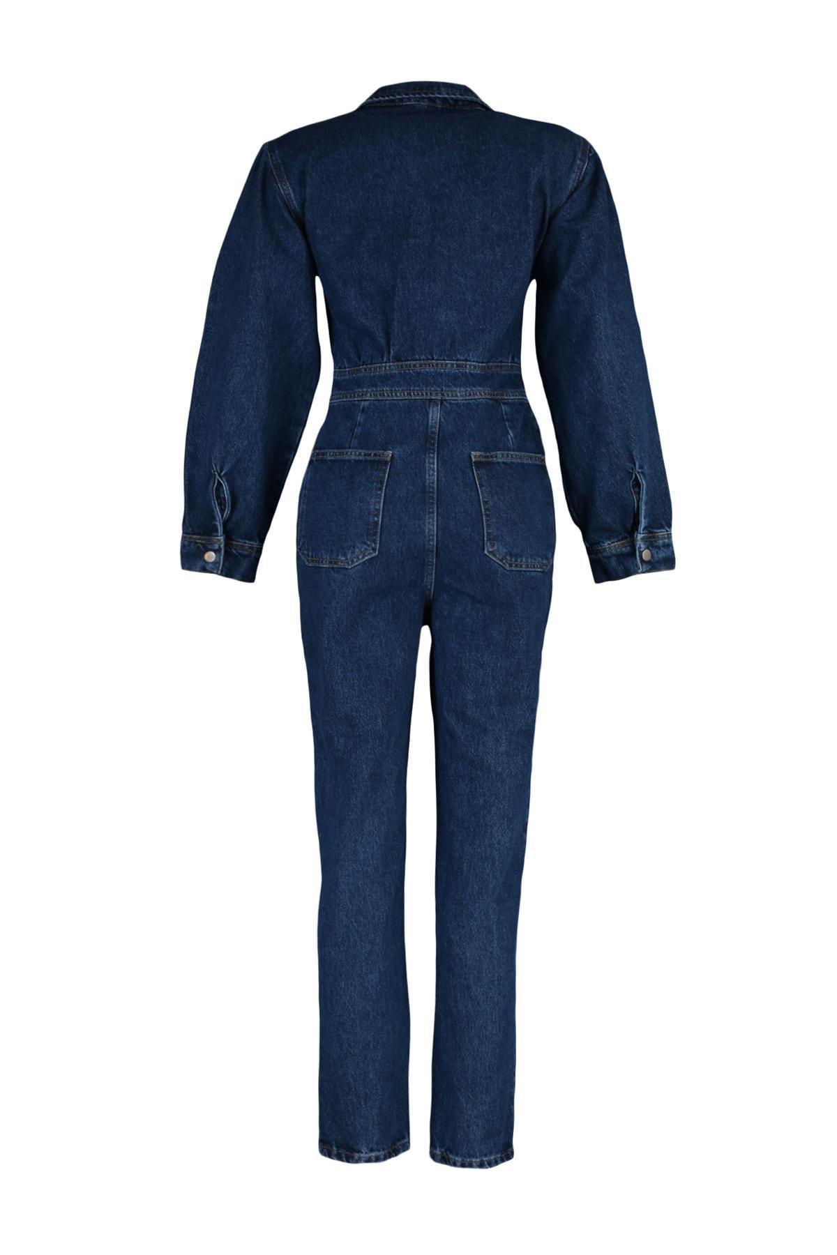 Navy Lapel Collar Jumpsuit, , large image number 7