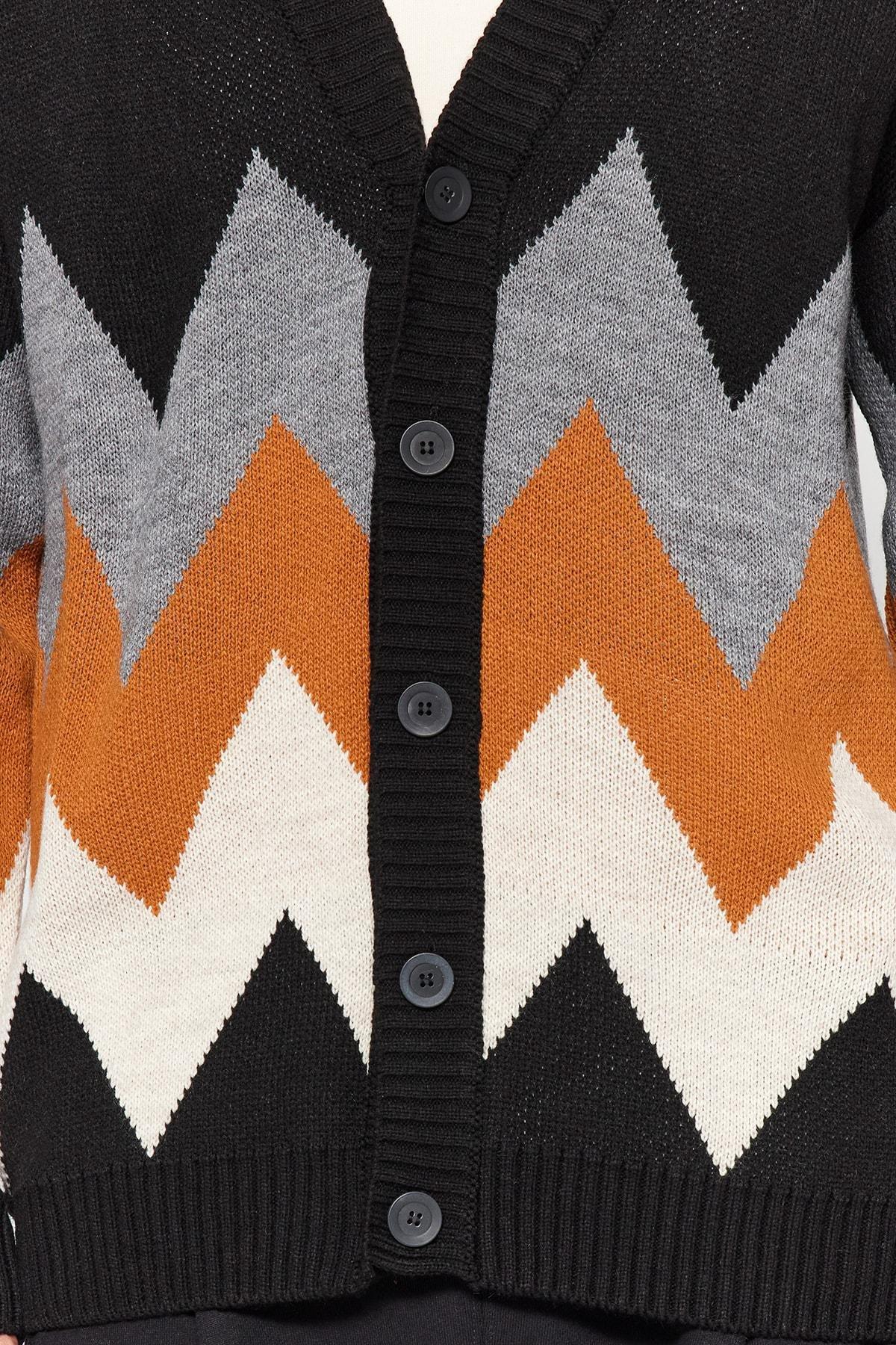 Black V-Neck Cardigan, , large image number 5
