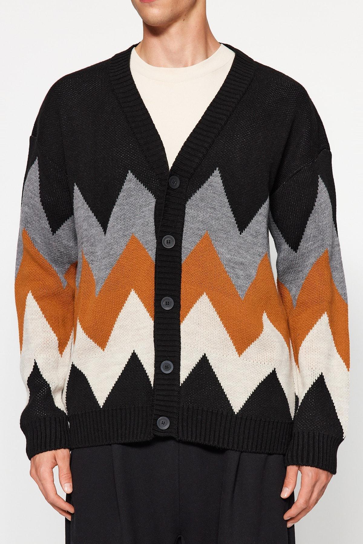 Black V-Neck Cardigan, , large image number 8