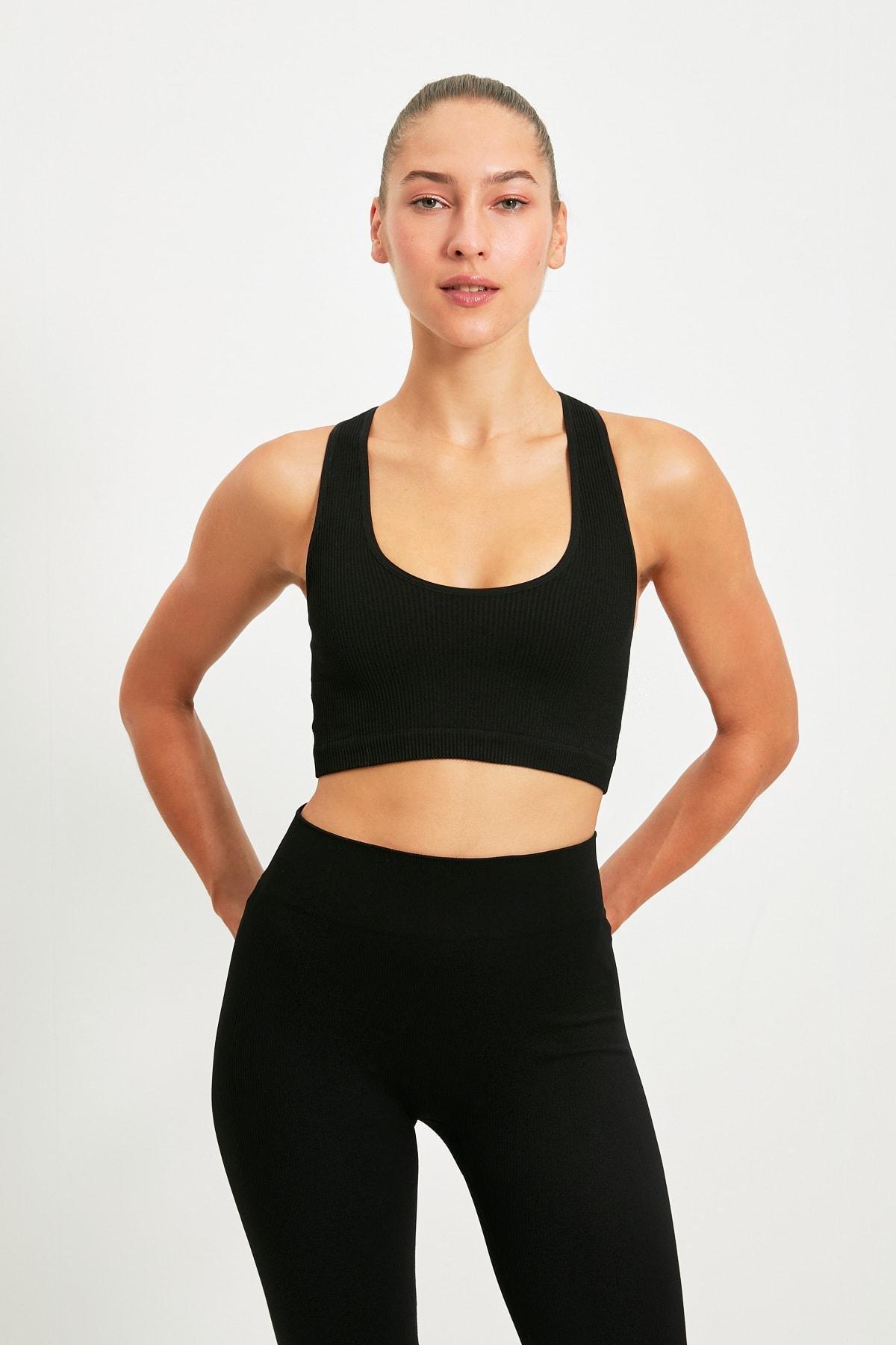Black Plain Crop-Top Sports Bra, , large image number 2