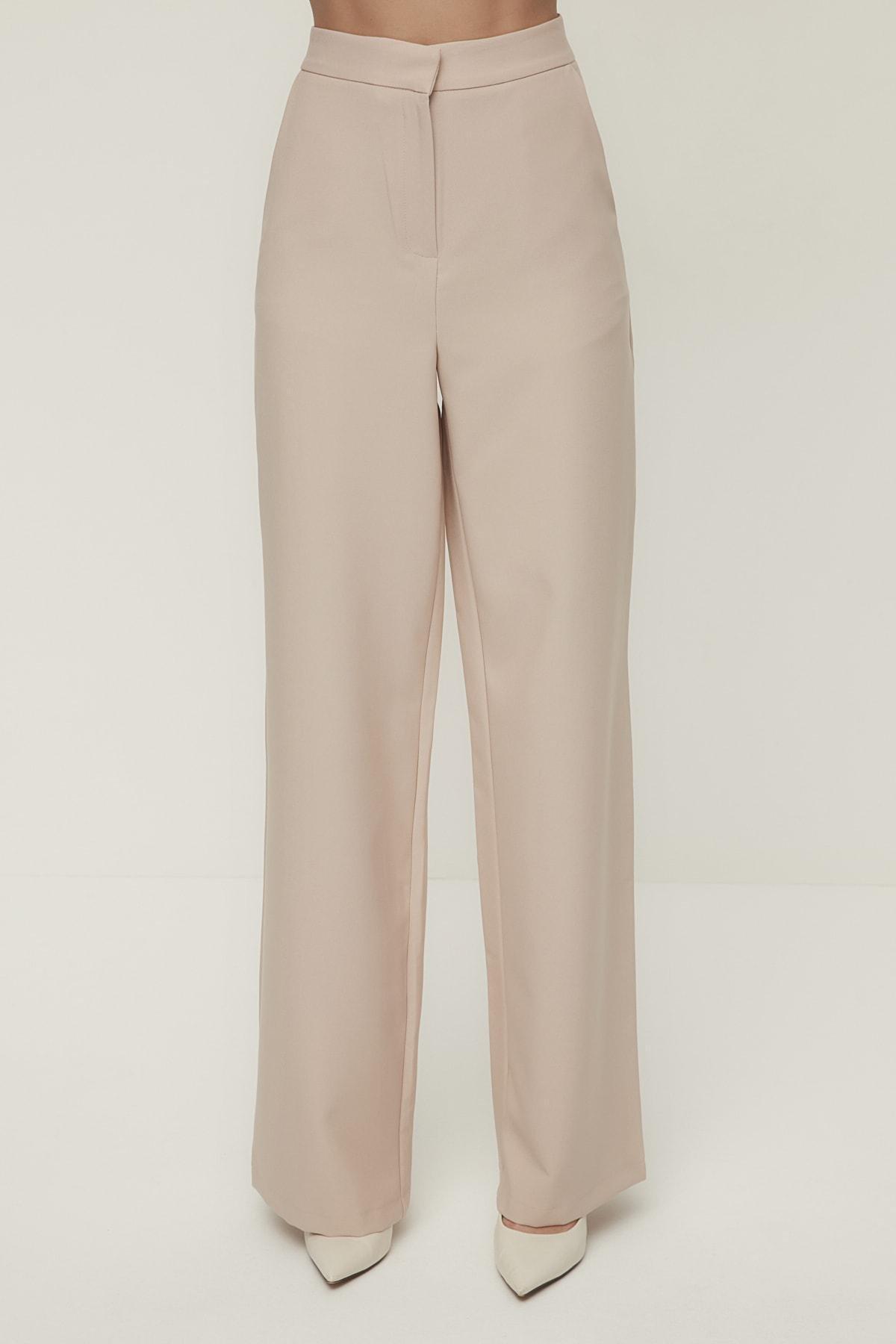 Beige Straight Pants, , large image number 8