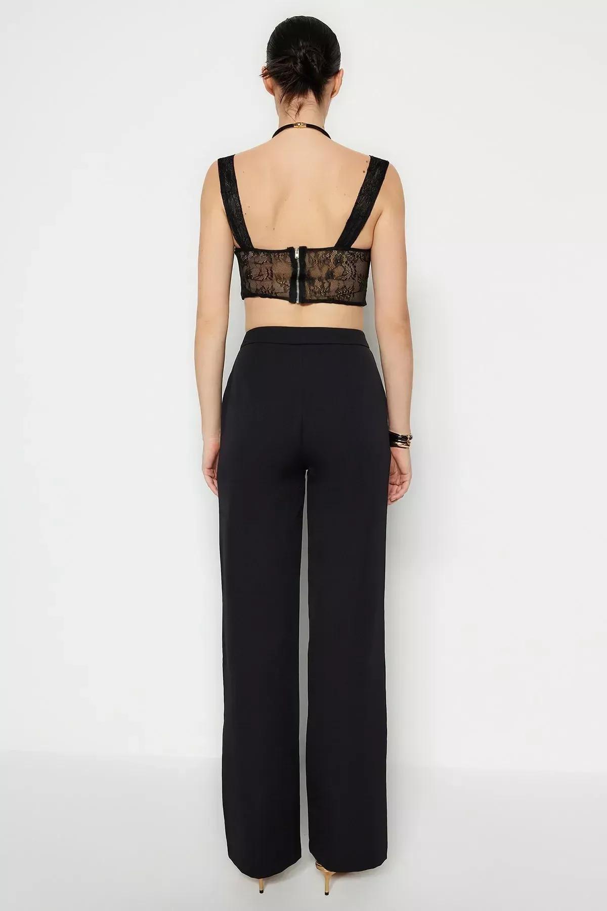 Black Straight Pants, Black, large image number 3