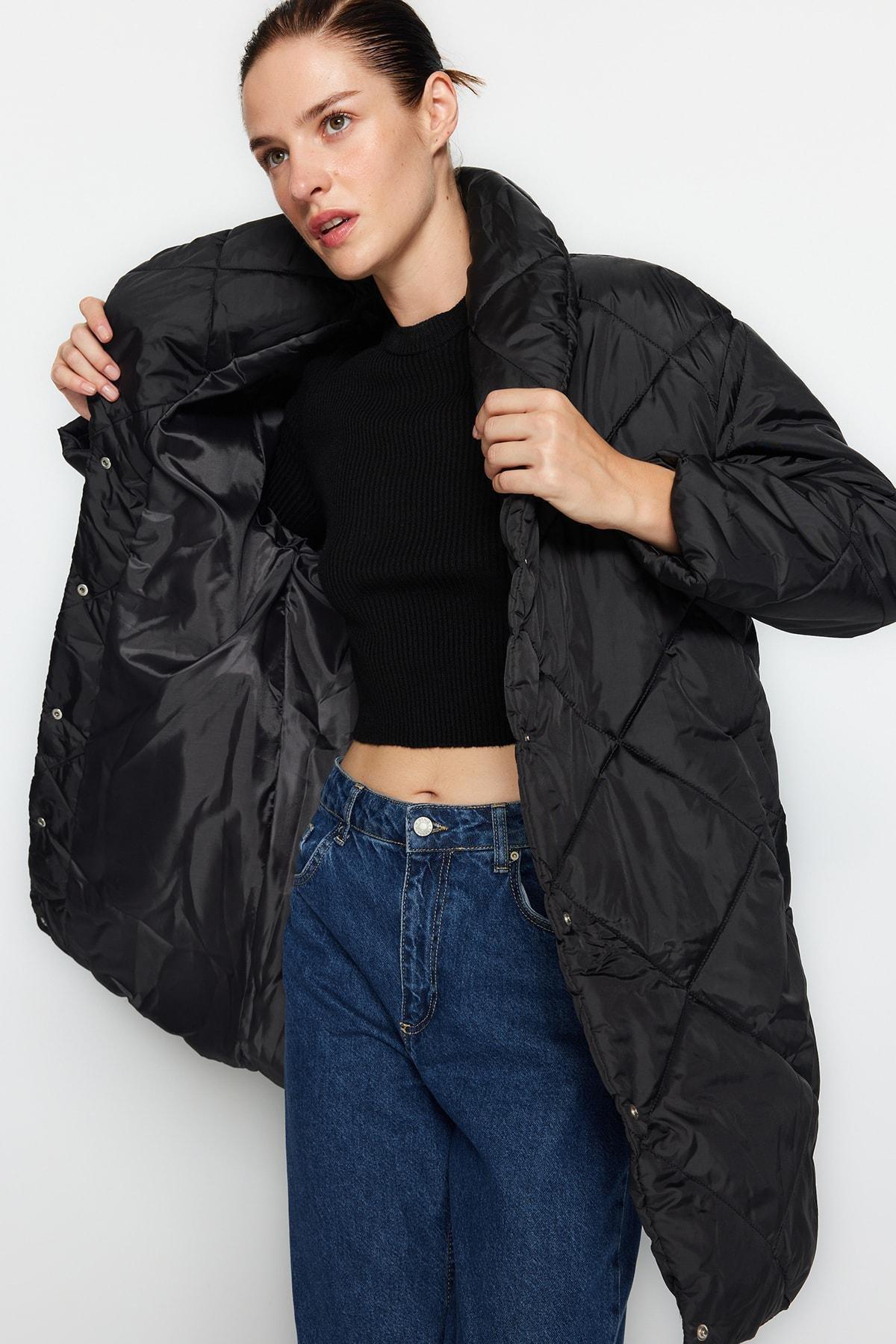 Trendyol - Black Puffer Midi Jacket