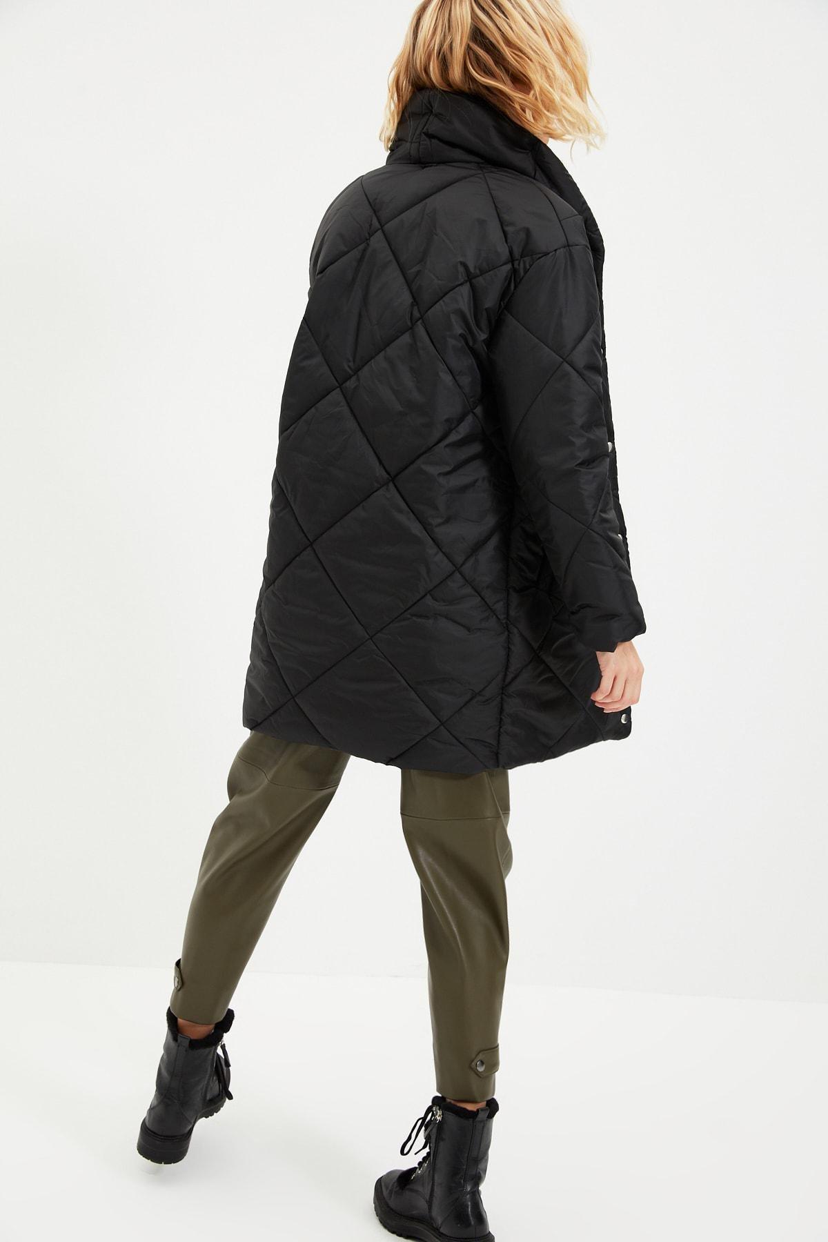 Black Puffer Midi Jacket, , large image number 6
