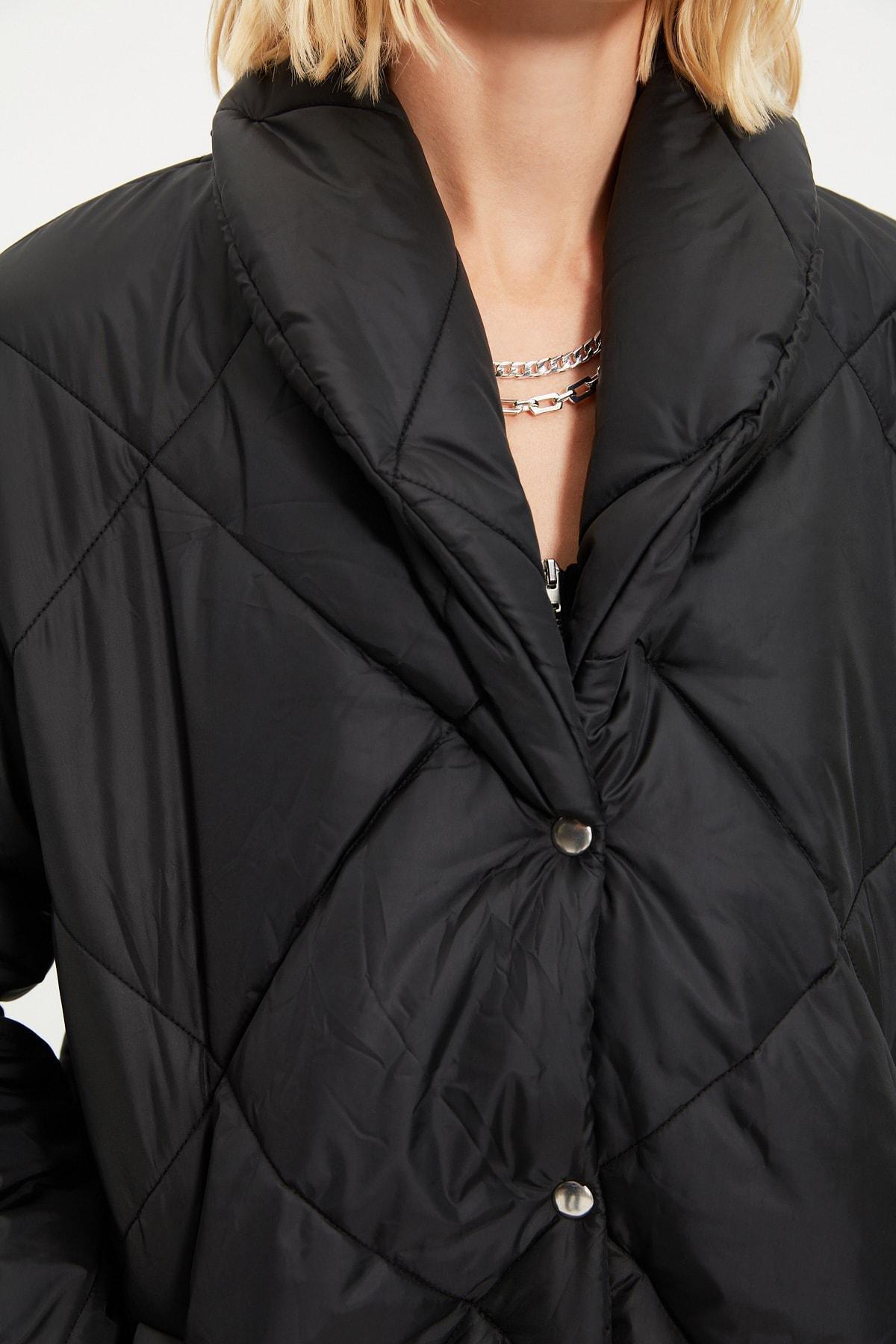 Black Puffer Midi Jacket, , large image number 7