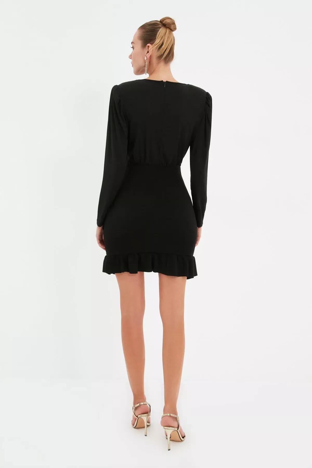 Black V Neck Bodycon Mini Dress, , large image number 4