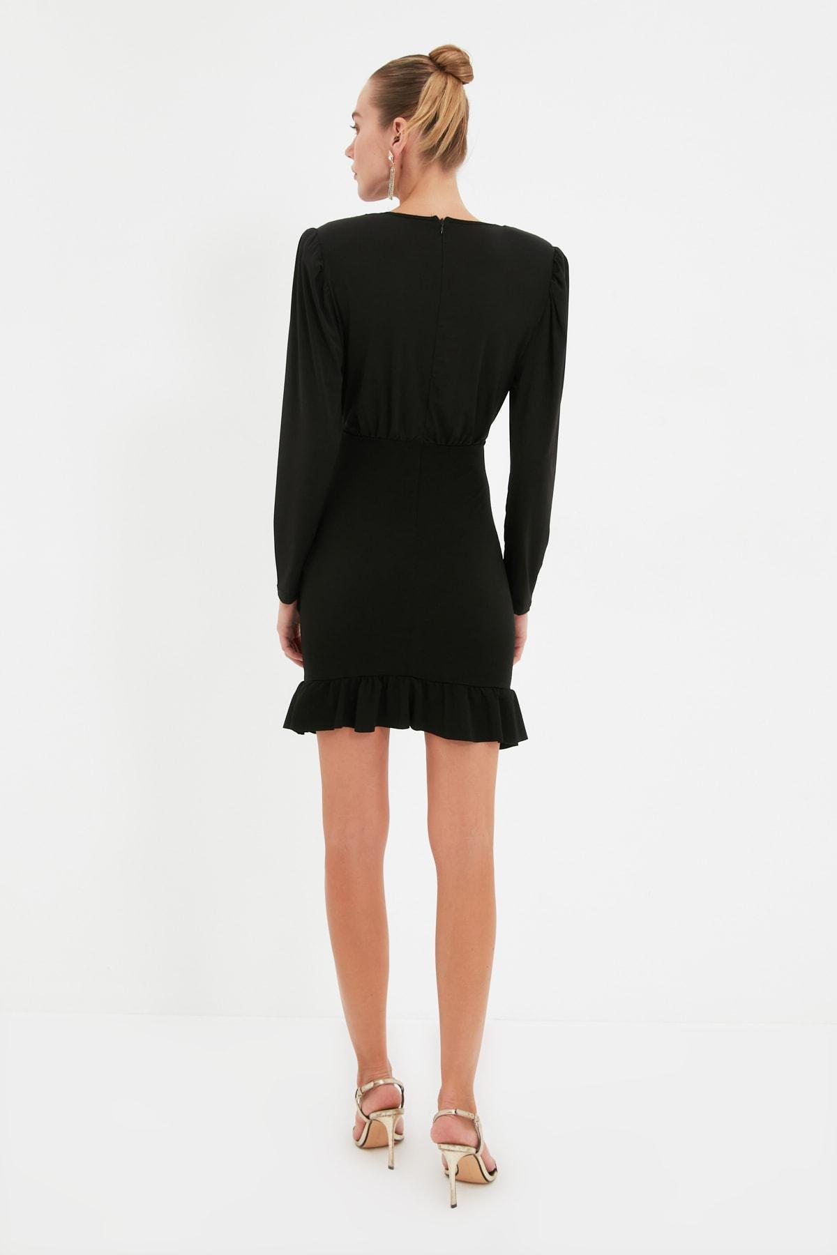 Black V Neck Bodycon Mini Dress, Black, large image number 5