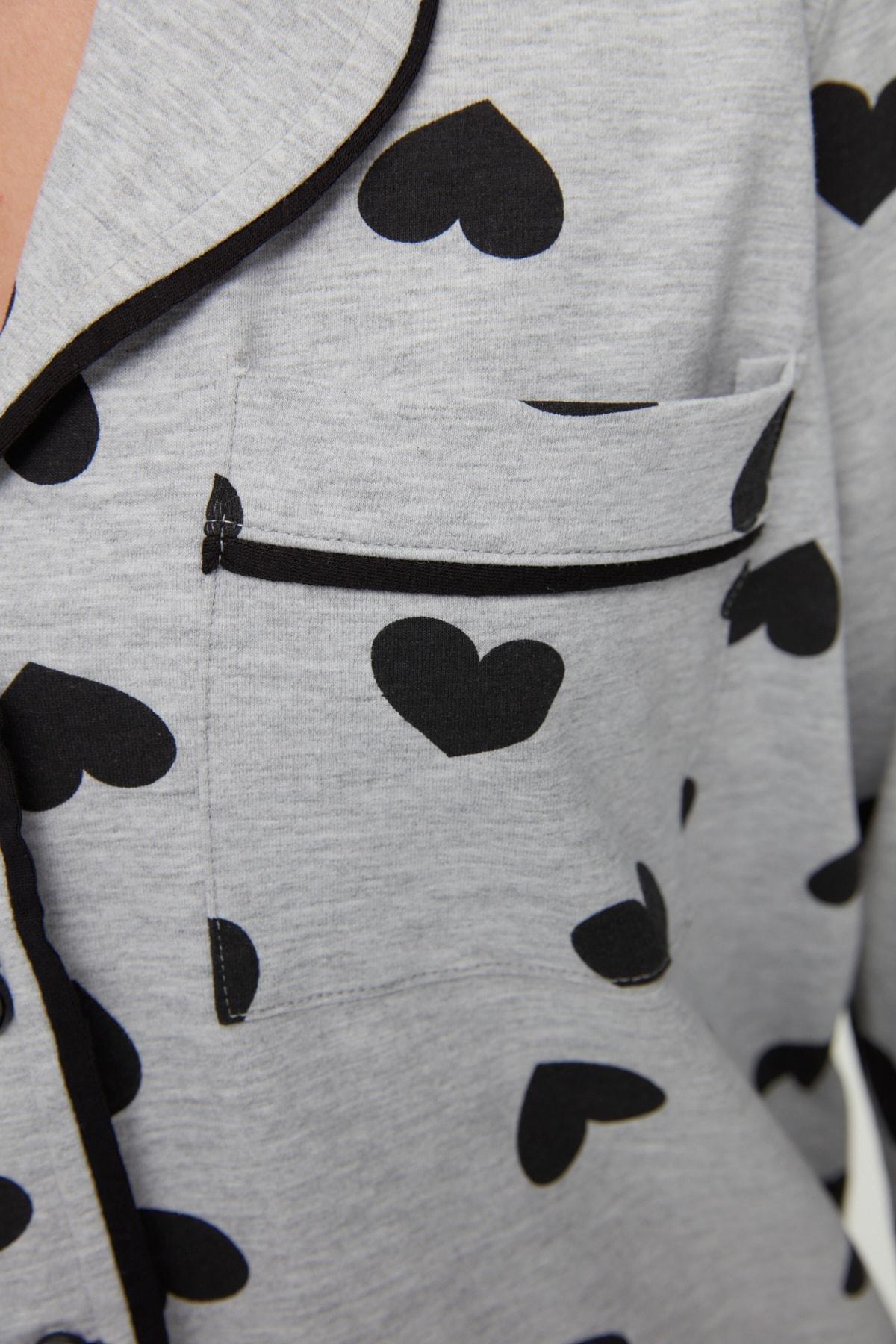 Grey Heart Mid Waist Pajama Set, , large image number 7