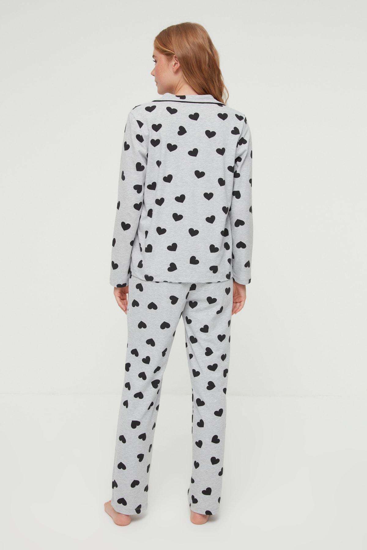 Grey Heart Mid Waist Pajama Set, , large image number 8