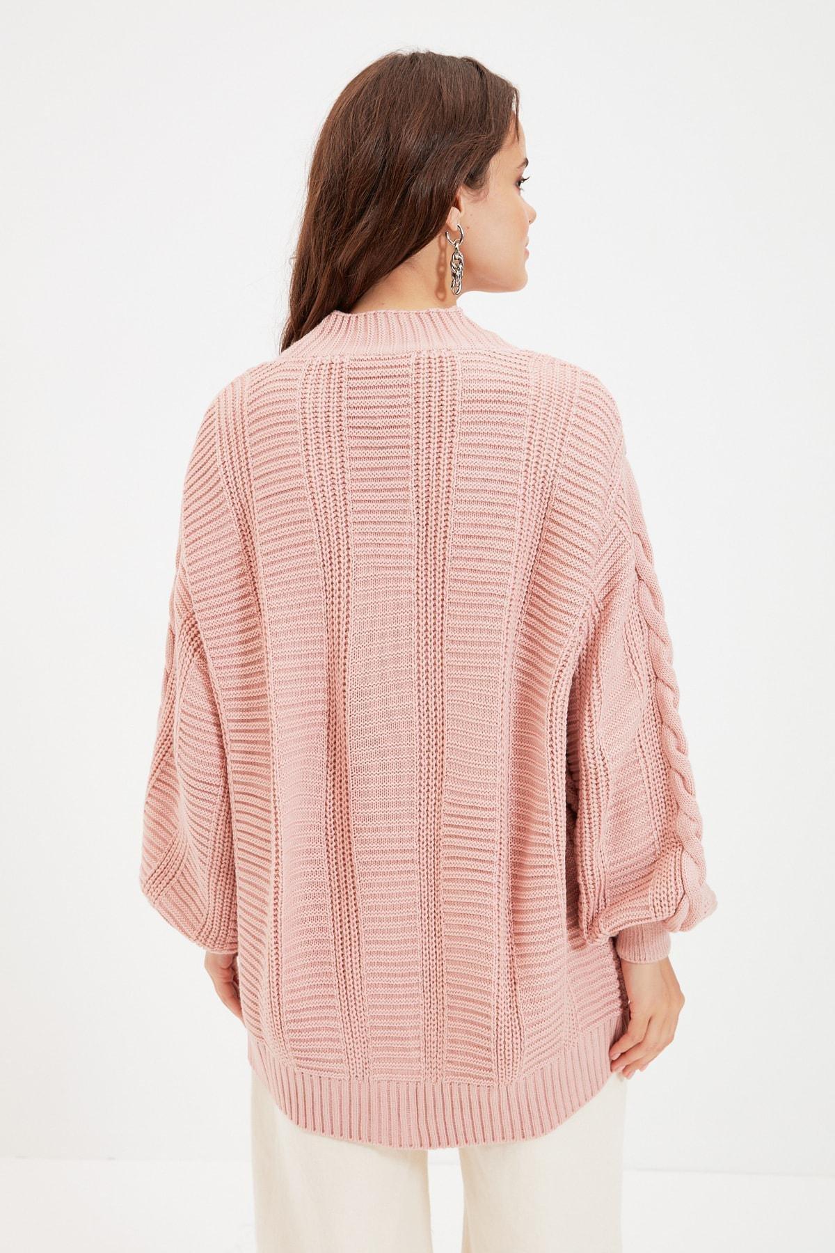 Trendyol - Pink Long V Neck Cardigan