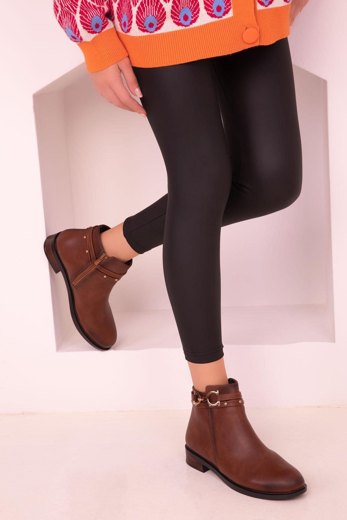 Brown Ankle Boots, Tan, large image number 1