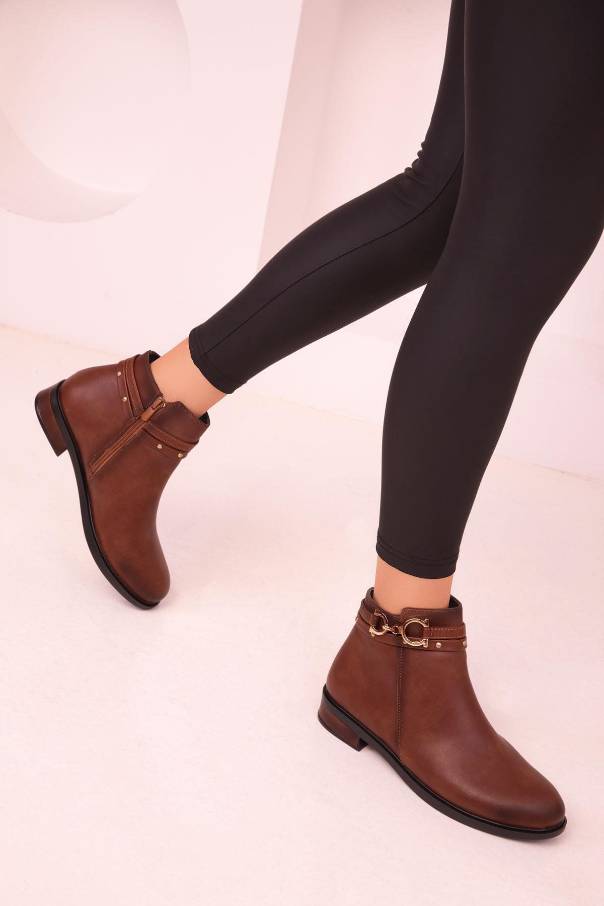 Brown Ankle Boots, Tan, large image number 3