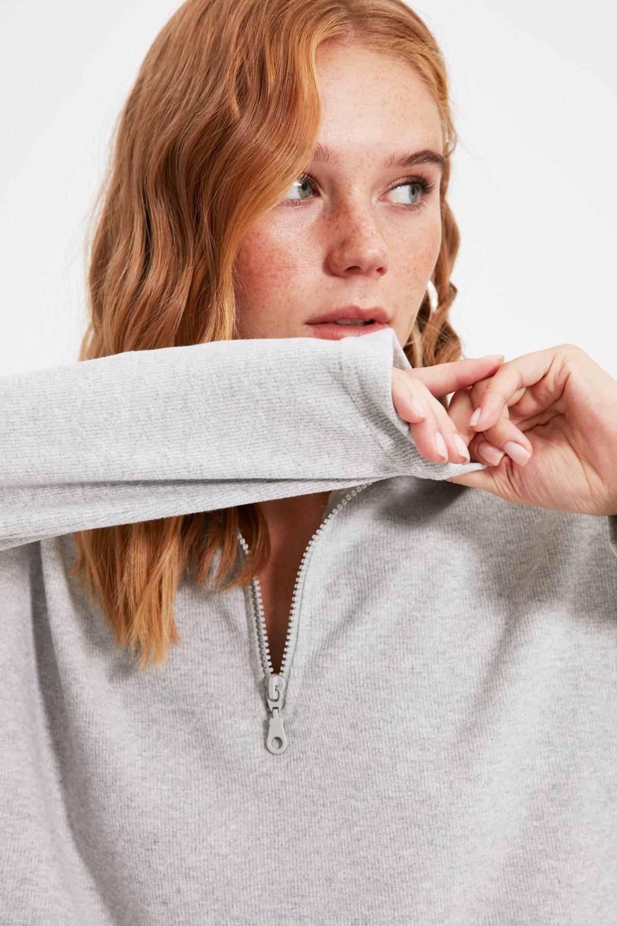Grey Standing Collar Sweatshirt, Set Of 2, , large image number 0