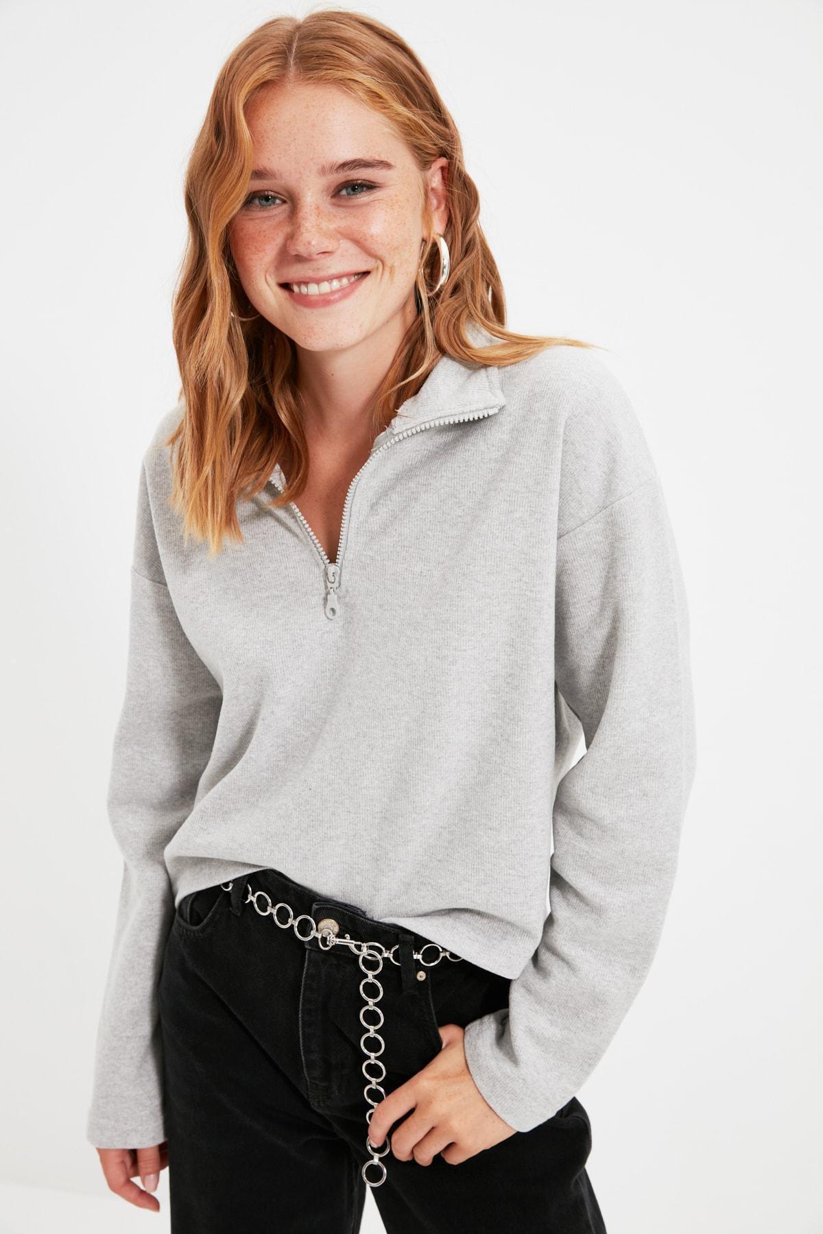 Grey Standing Collar Sweatshirt, Set Of 2, , large image number 2