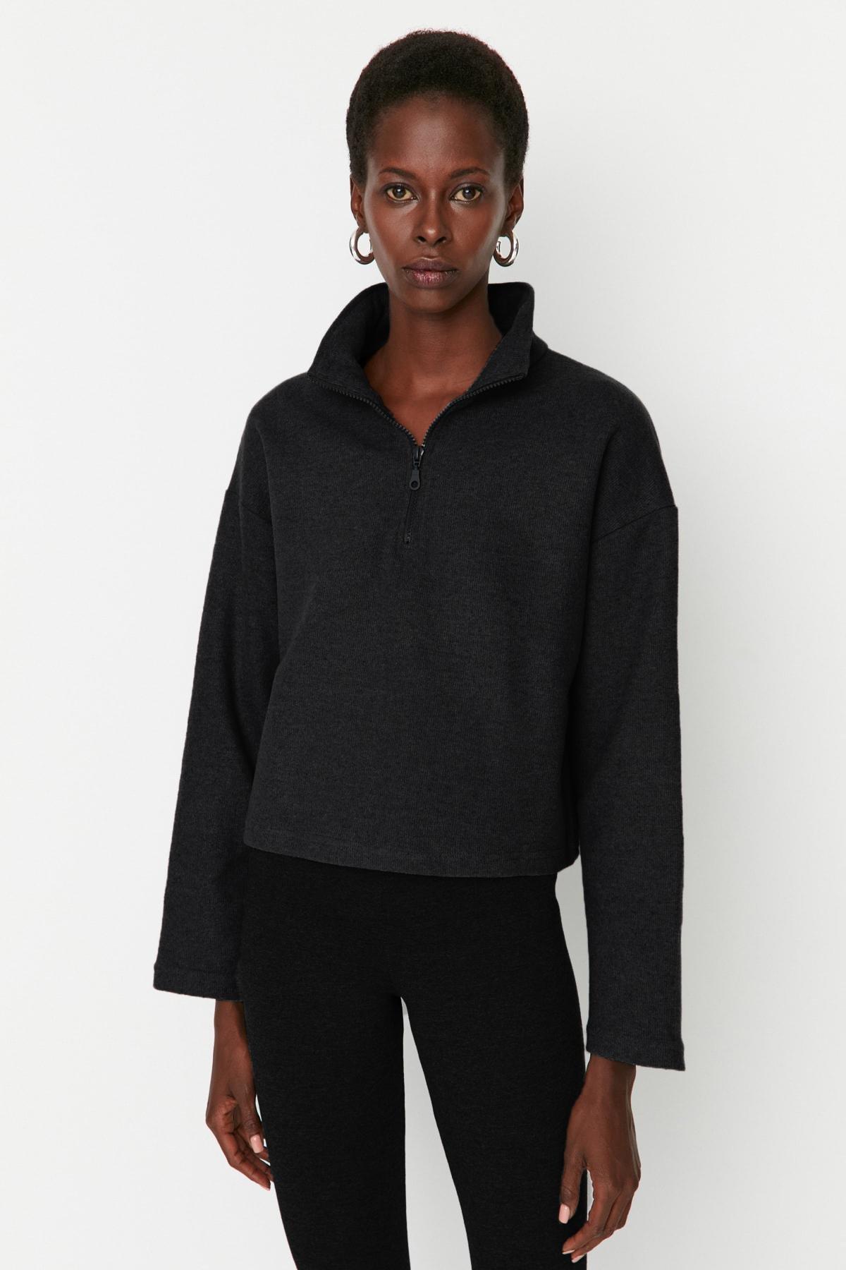 Grey Standing Collar Sweatshirt, Set Of 2, , large image number 3