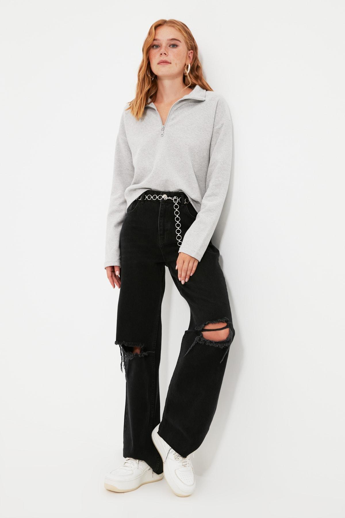 Grey Standing Collar Sweatshirt, Set Of 2, , large image number 4