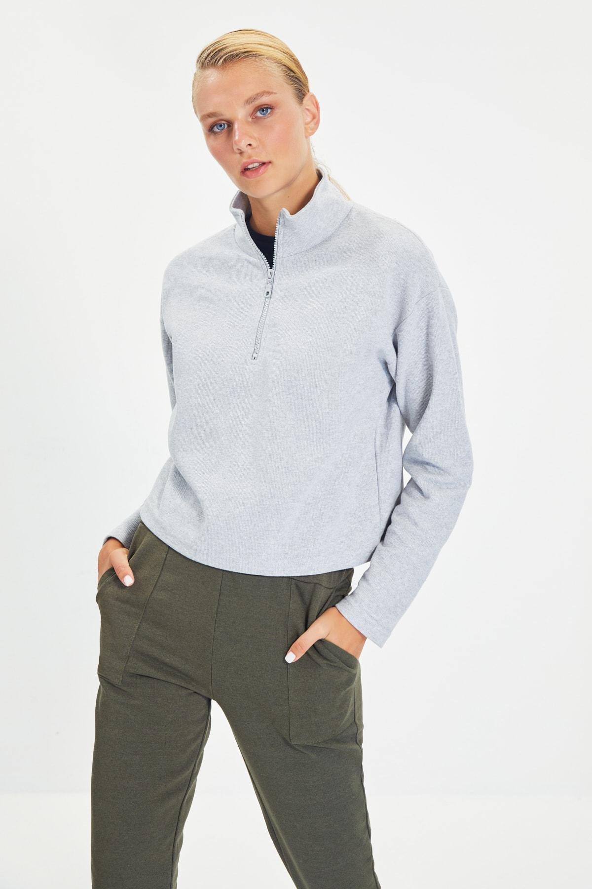 Grey Standing Collar Sweatshirt, Set Of 2, , large image number 10