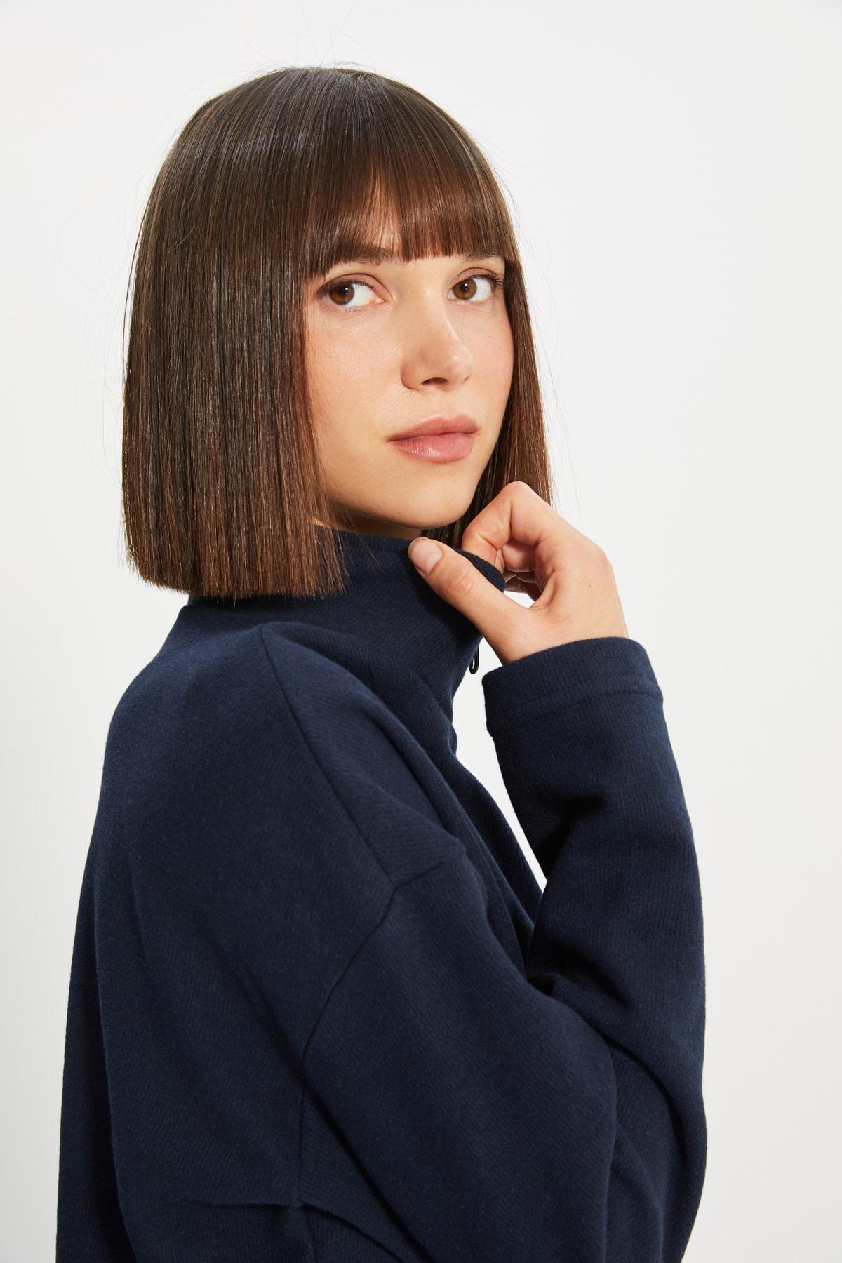 Navy Off-Shoulder Sweatshirt, , large image number 1