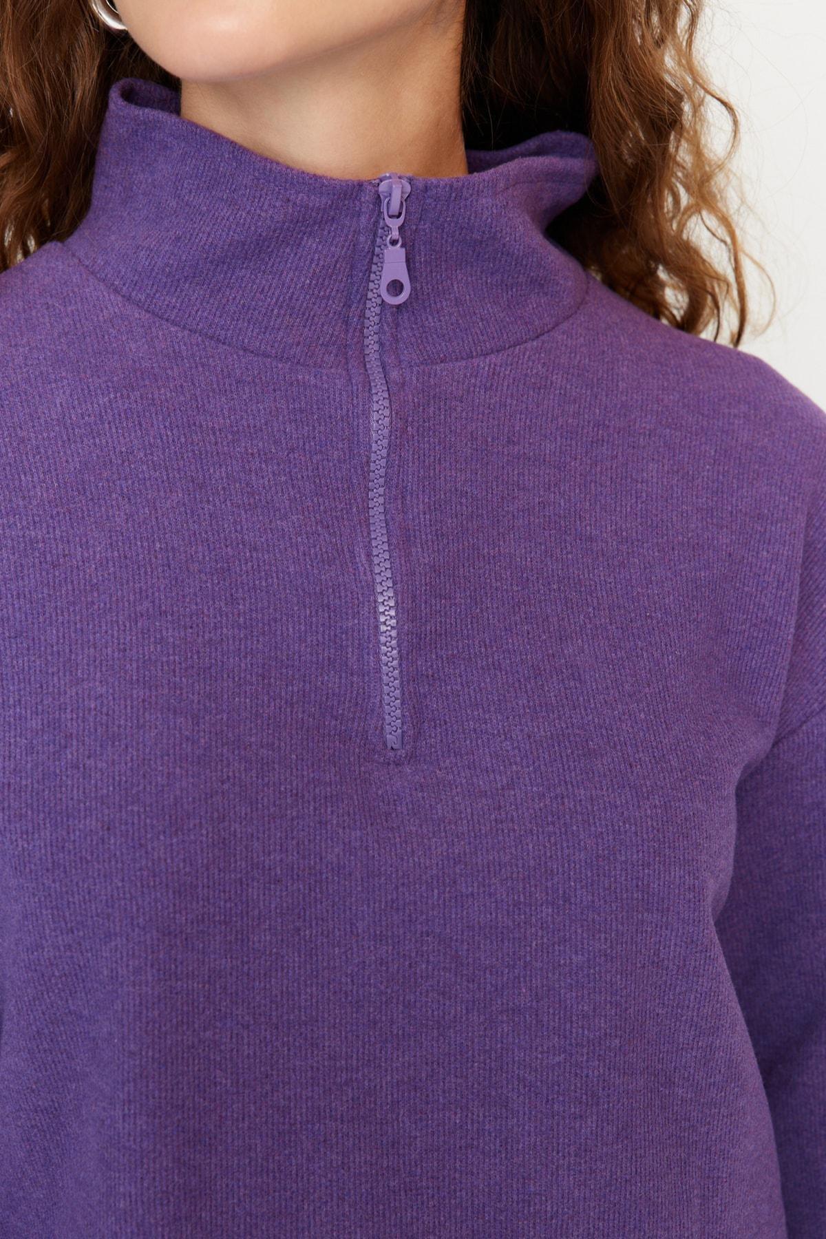 Purple Off-Shoulder Sweatshirt, , large image number 2