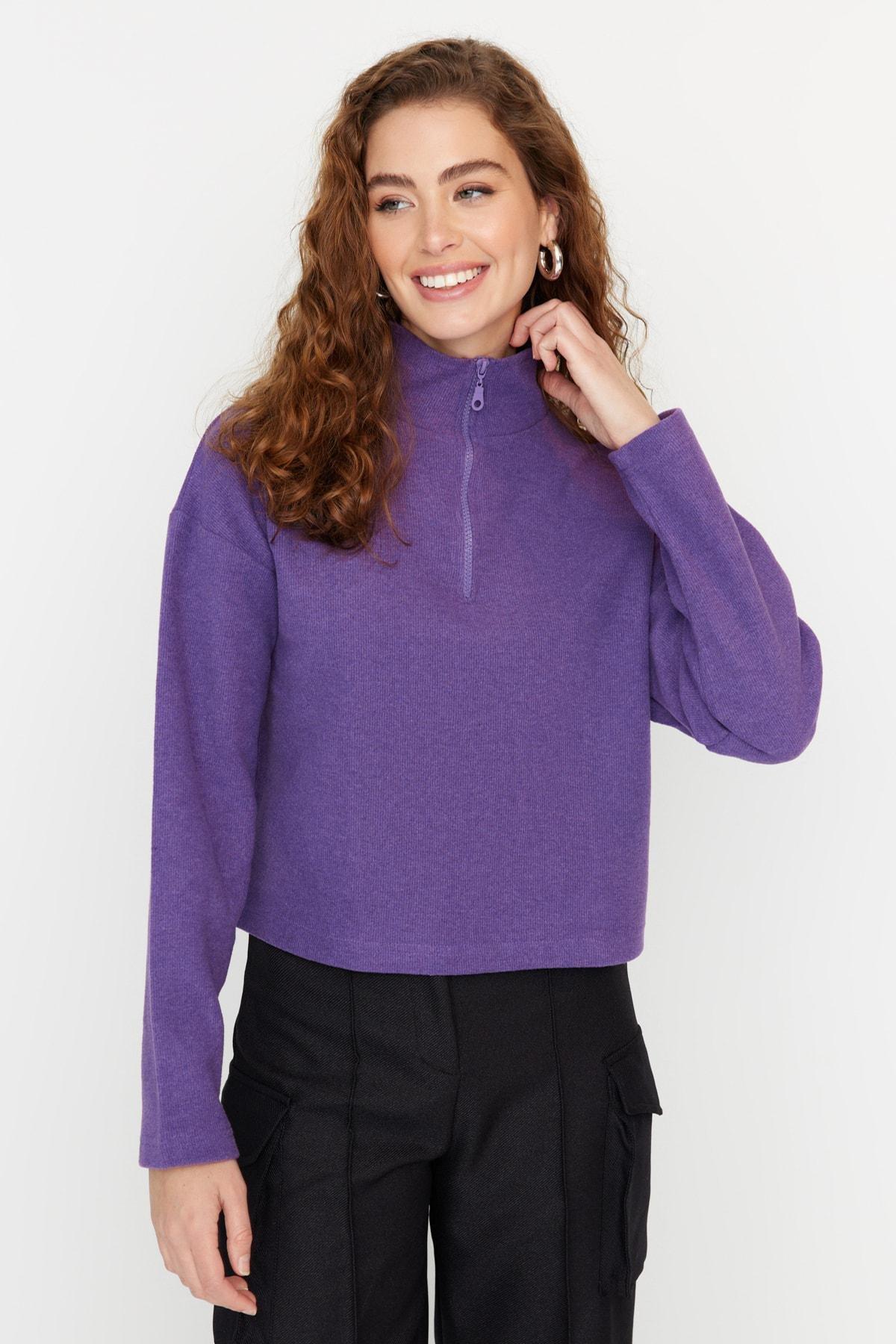 Purple Off-Shoulder Sweatshirt, , large image number 3