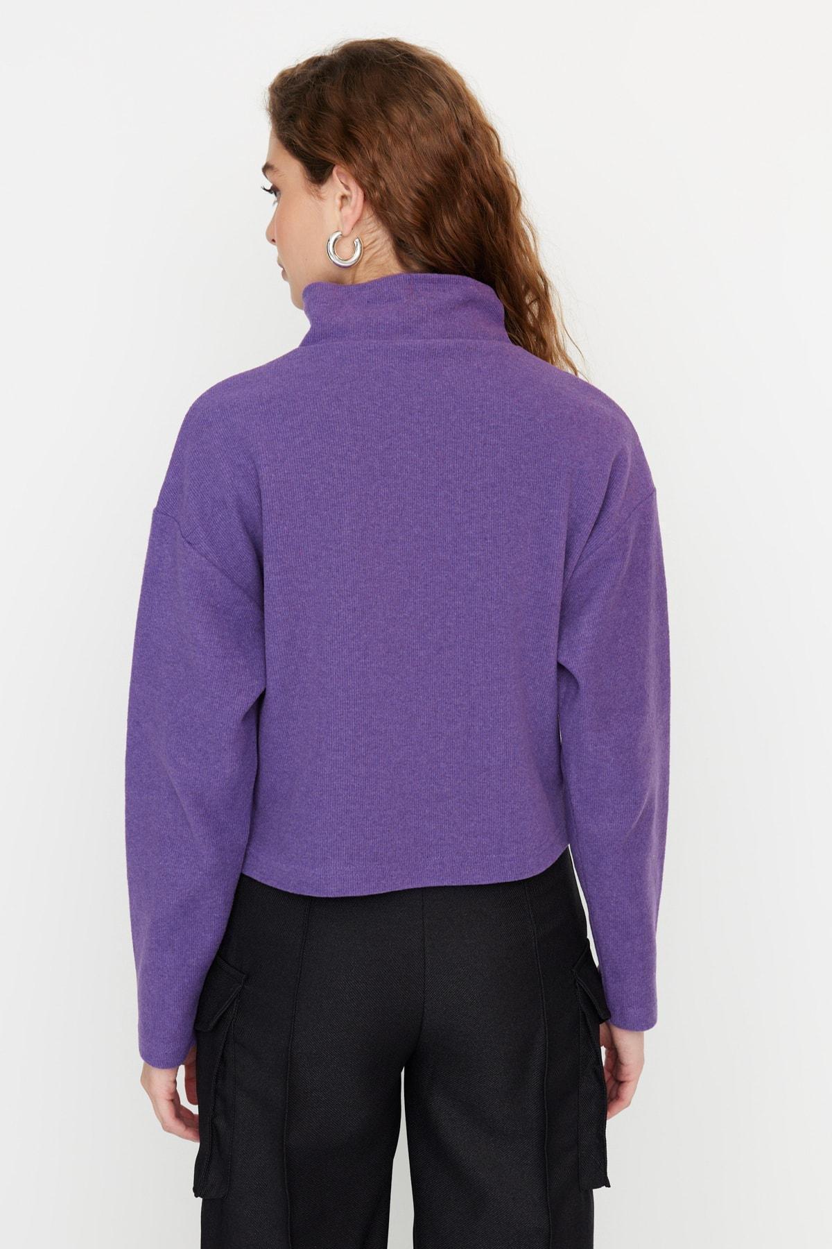 Purple Off-Shoulder Sweatshirt, , large image number 4