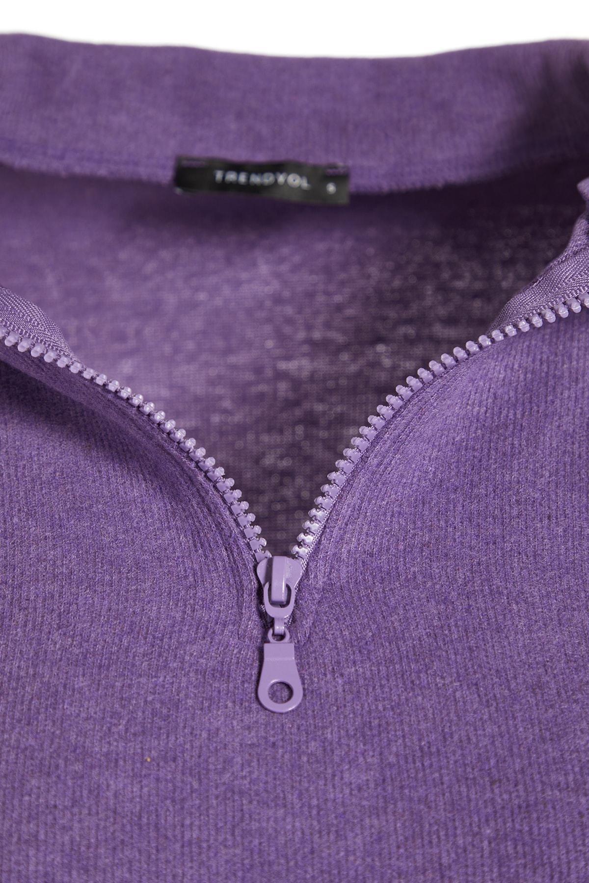 Purple Off-Shoulder Sweatshirt, , large image number 6