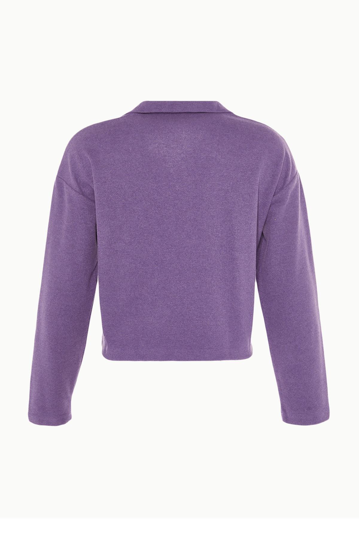 Purple Off-Shoulder Sweatshirt, , large image number 7