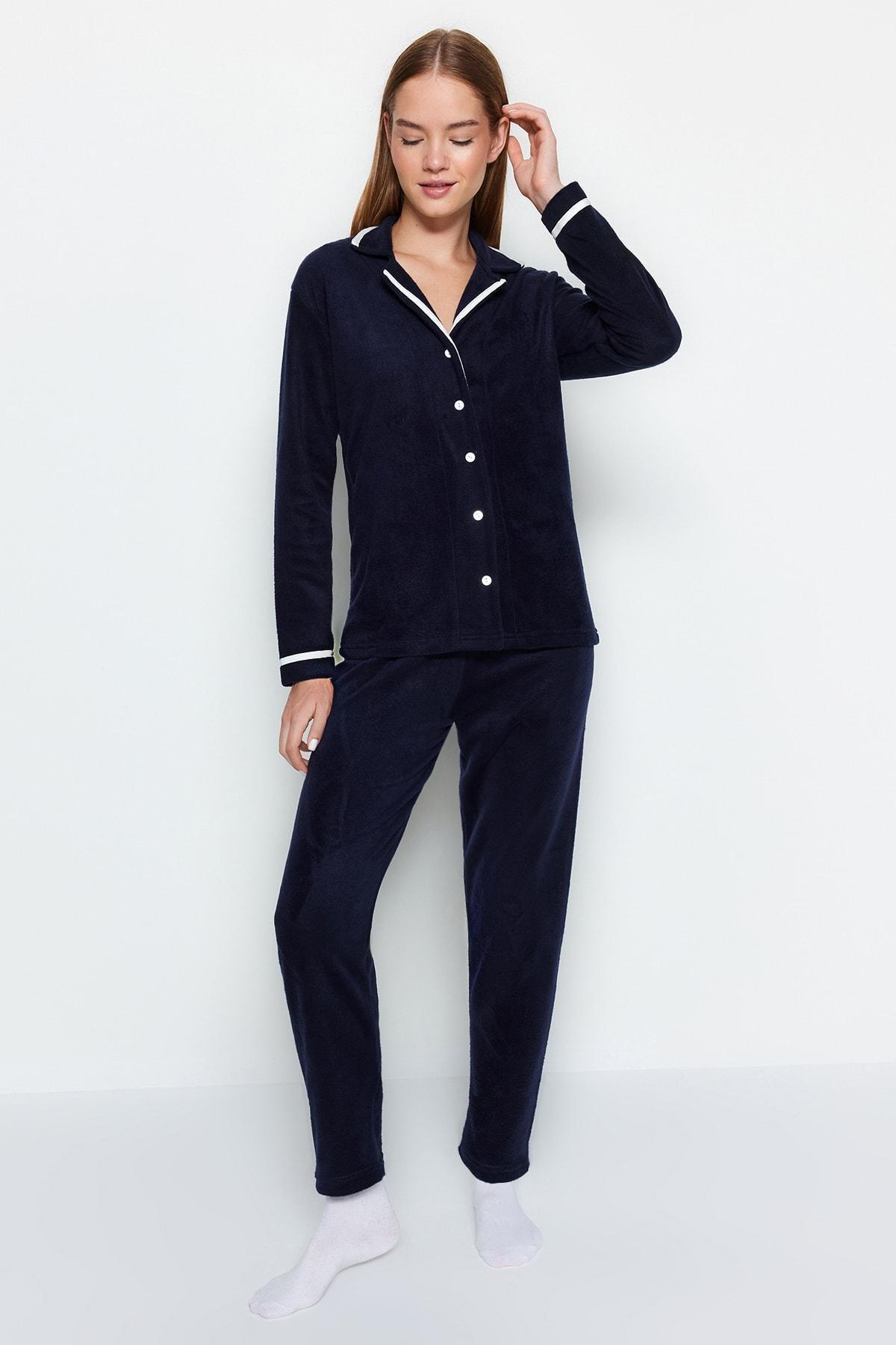 Navy Pie Detailed Pyjamas Set, , large image number 4