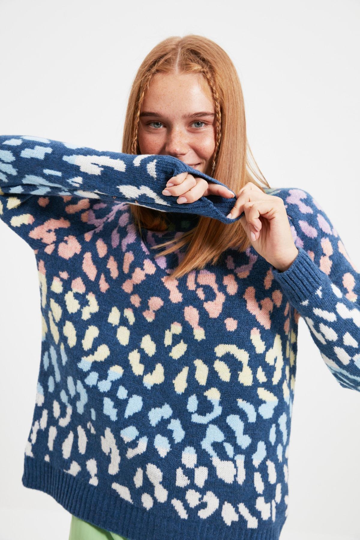 Navy Crew Neck Sweater, Dark blue, large image number 0