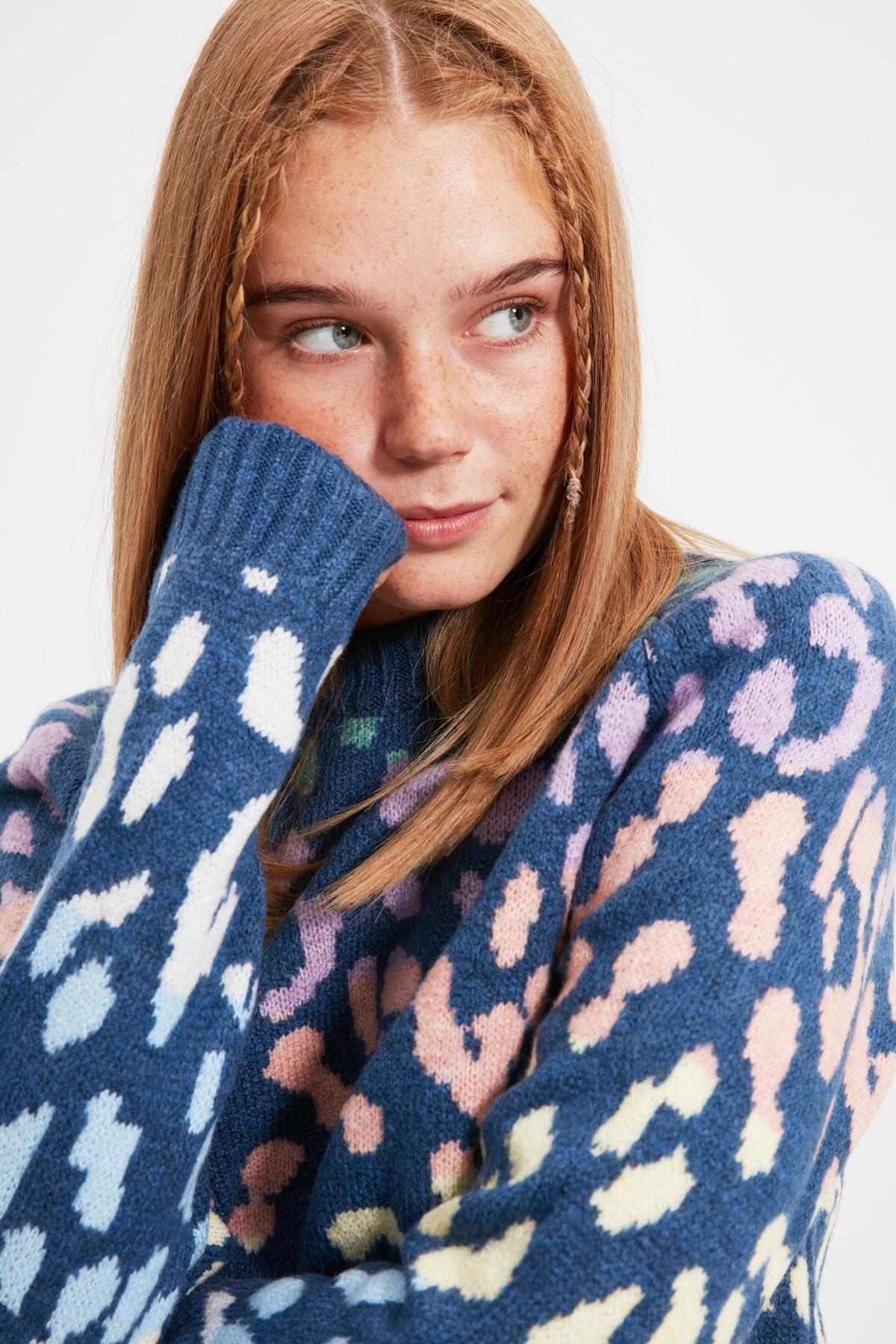 Navy Crew Neck Sweater, Dark blue, large image number 2