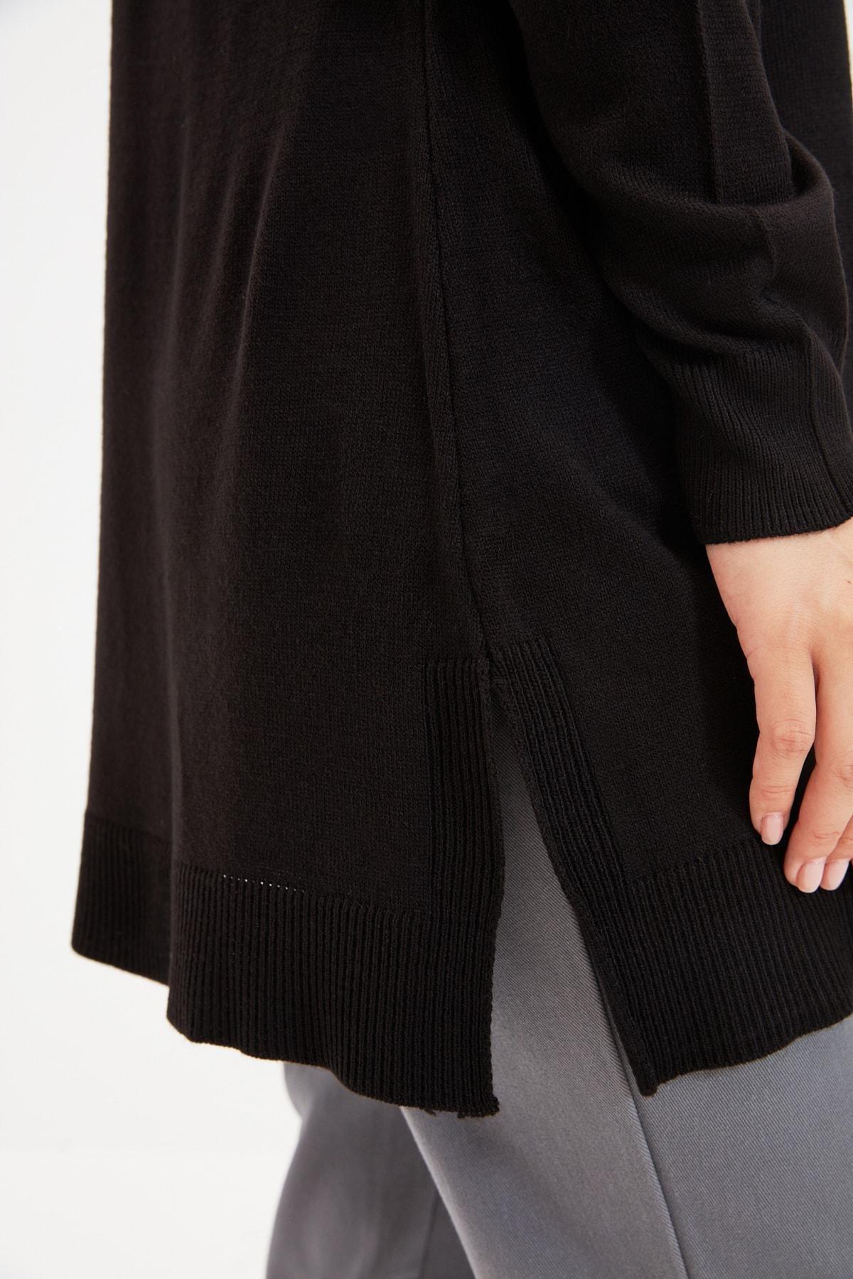 Black Crew Neck Sweater, Black, large image number 3