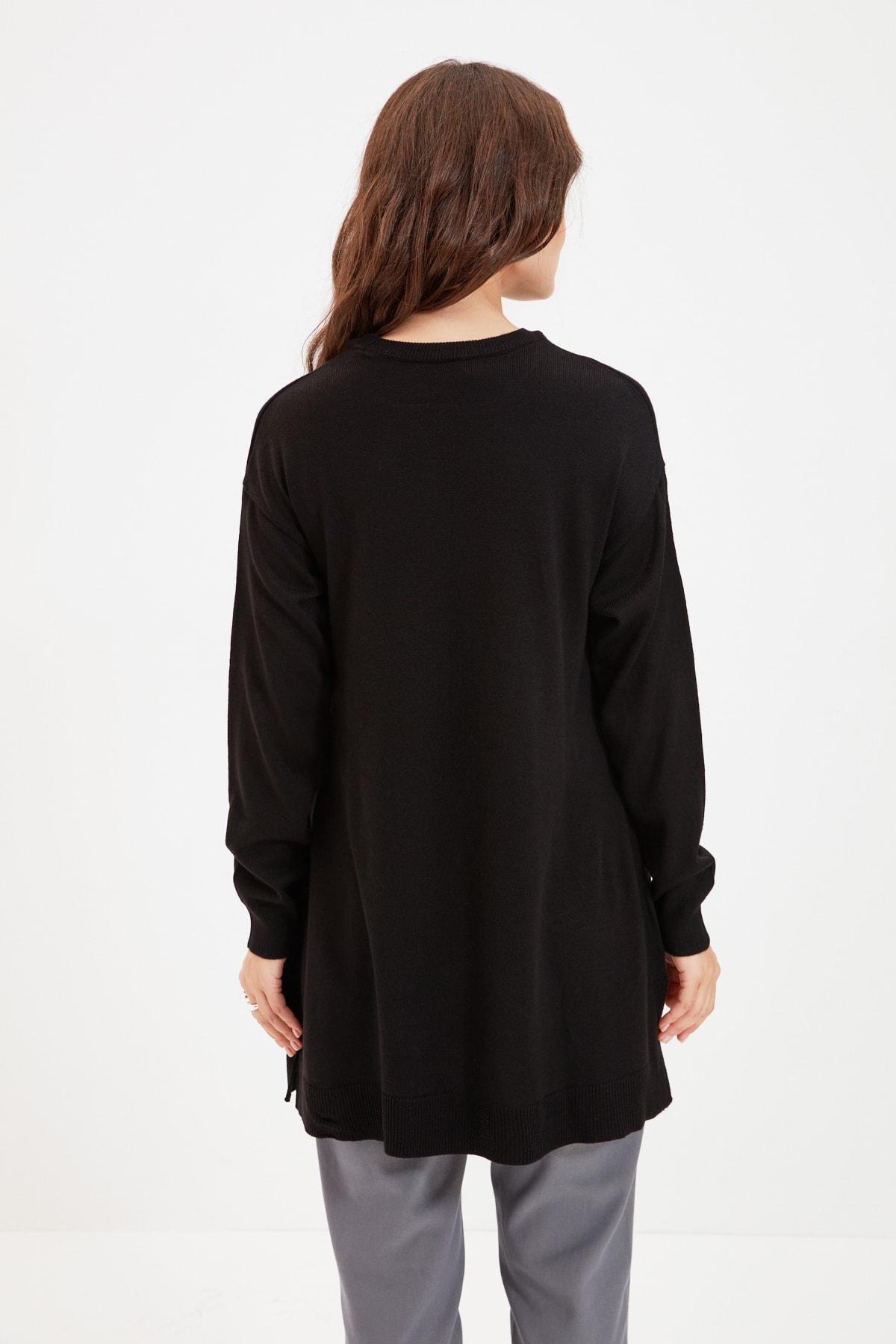 Black Crew Neck Sweater, Black, large image number 4