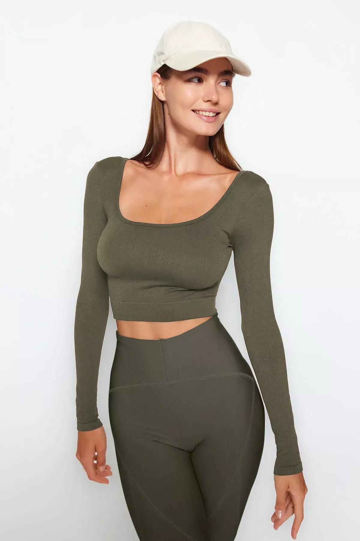 Khaki Fitted Blouse, , large image number 0
