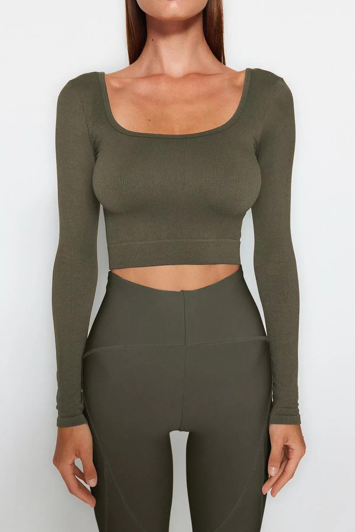 Khaki Fitted Blouse, , large image number 4