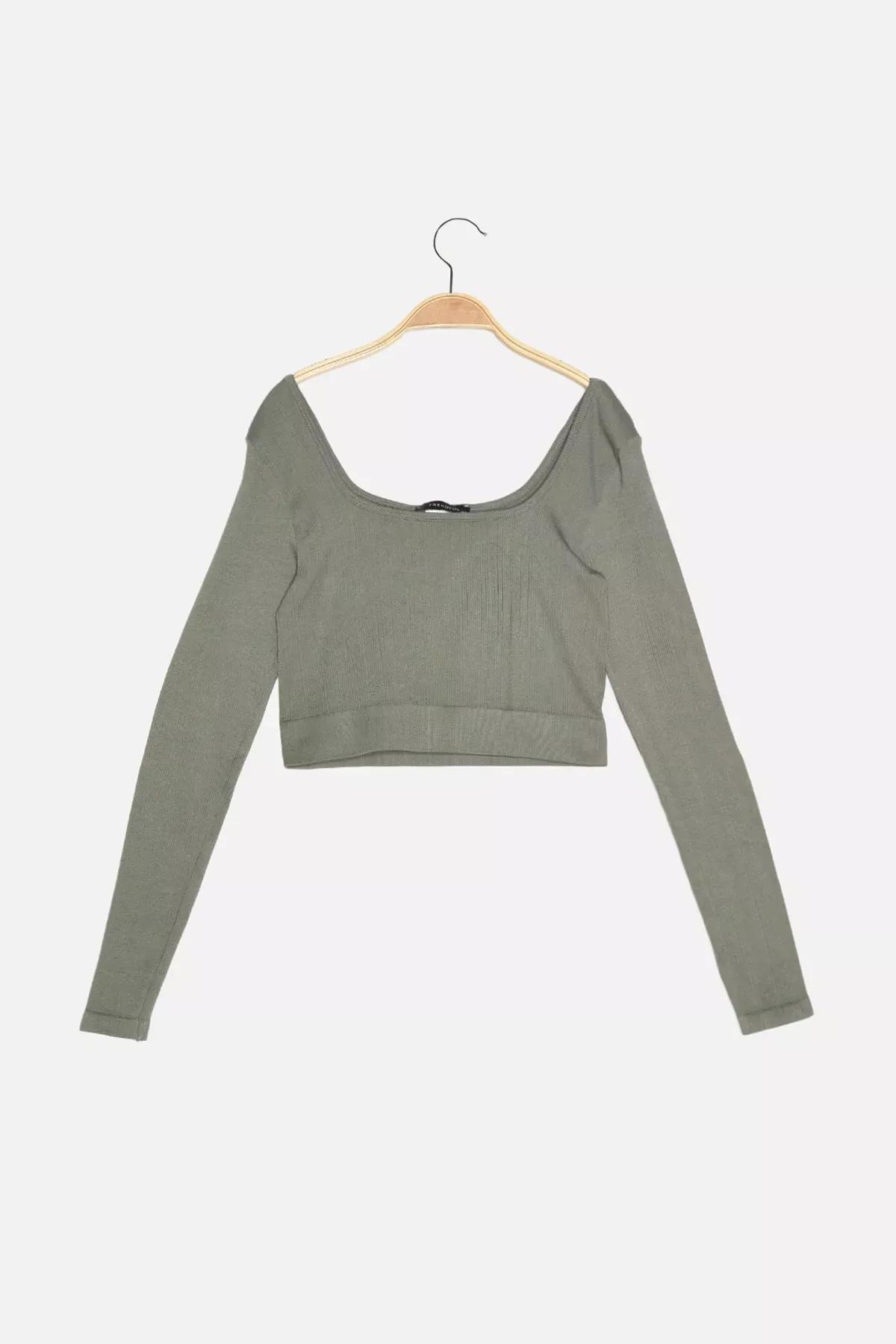 Khaki Fitted Blouse, , large image number 5